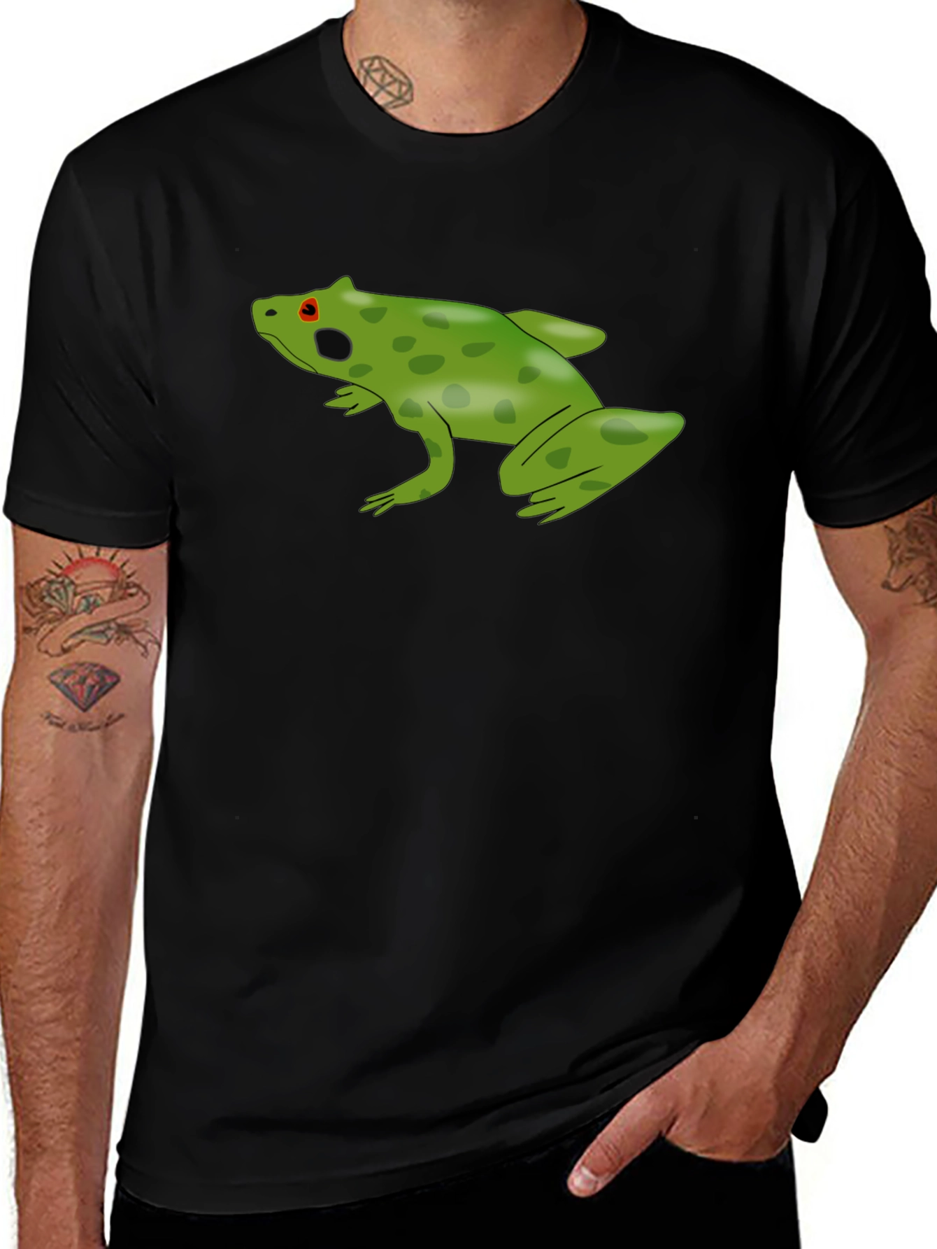 Variant 25 of Frog Graphic Tee - Black Cotton Casual Shirt