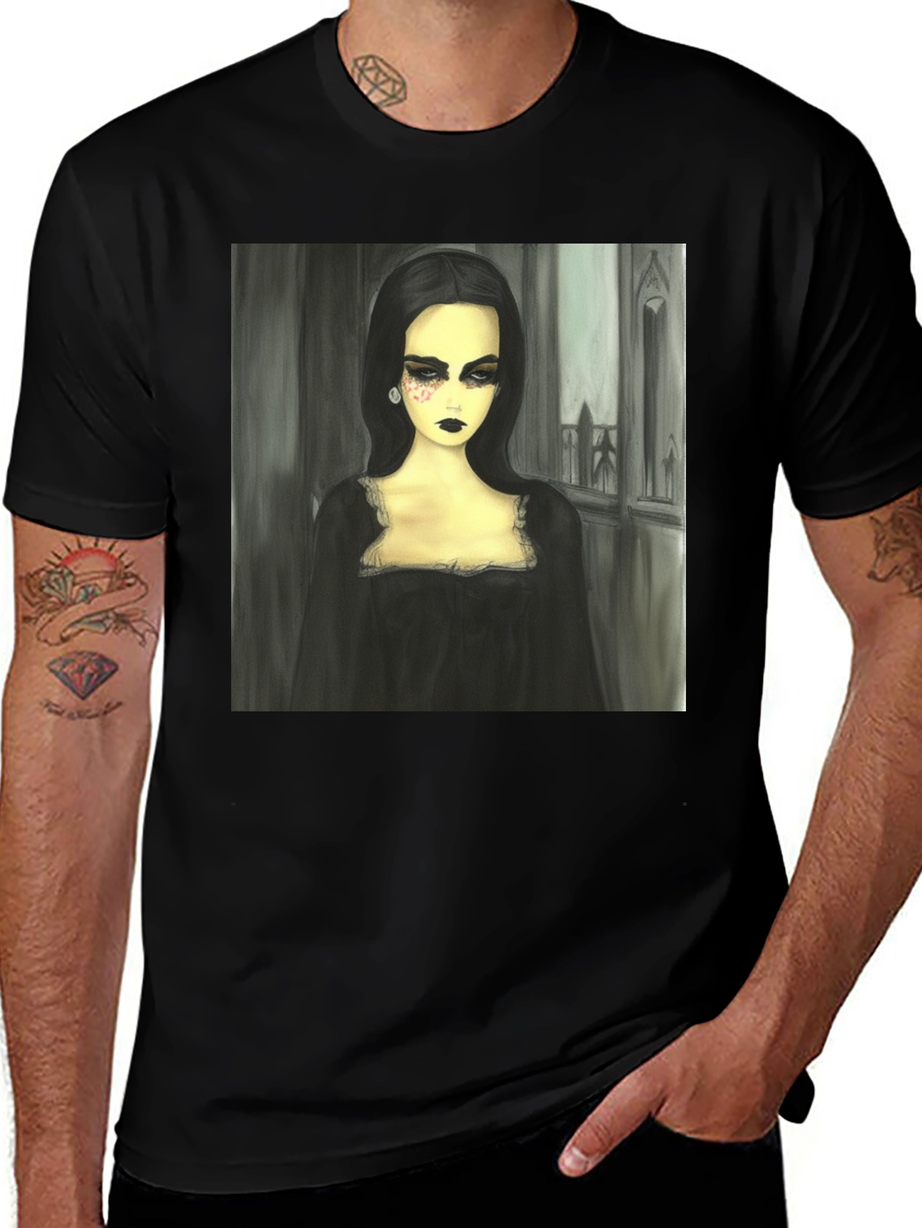 Gothic Portrait Black T-Shirt