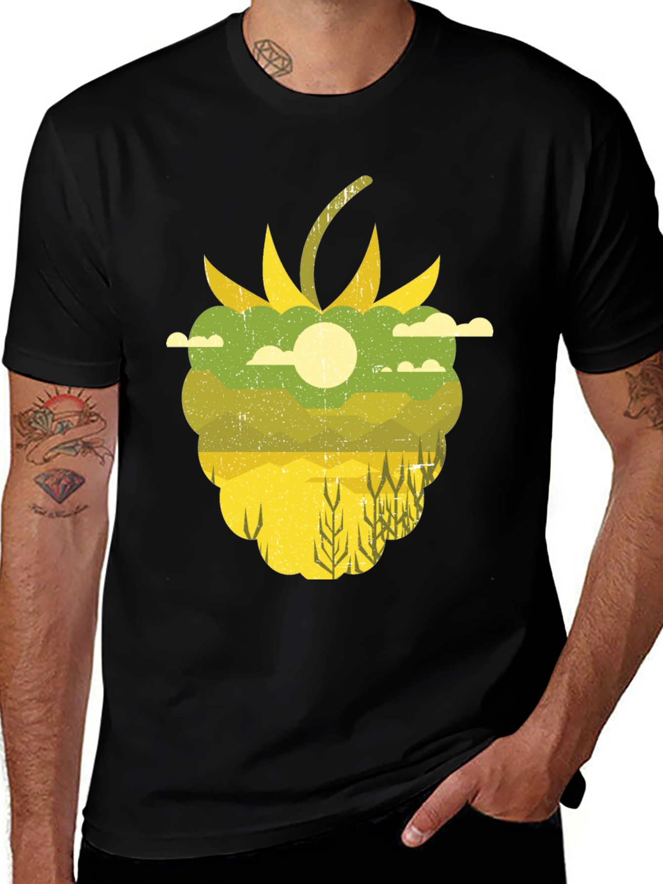 Variant 26 of Raspberry Field Graphic Tee - Nature Inspired Shirt
