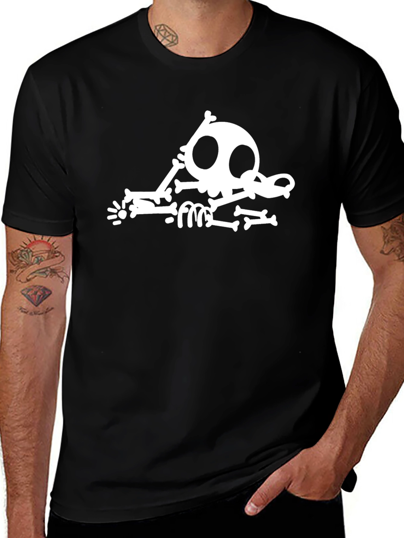 Variant 12 of Funny Skeleton Black T-Shirt