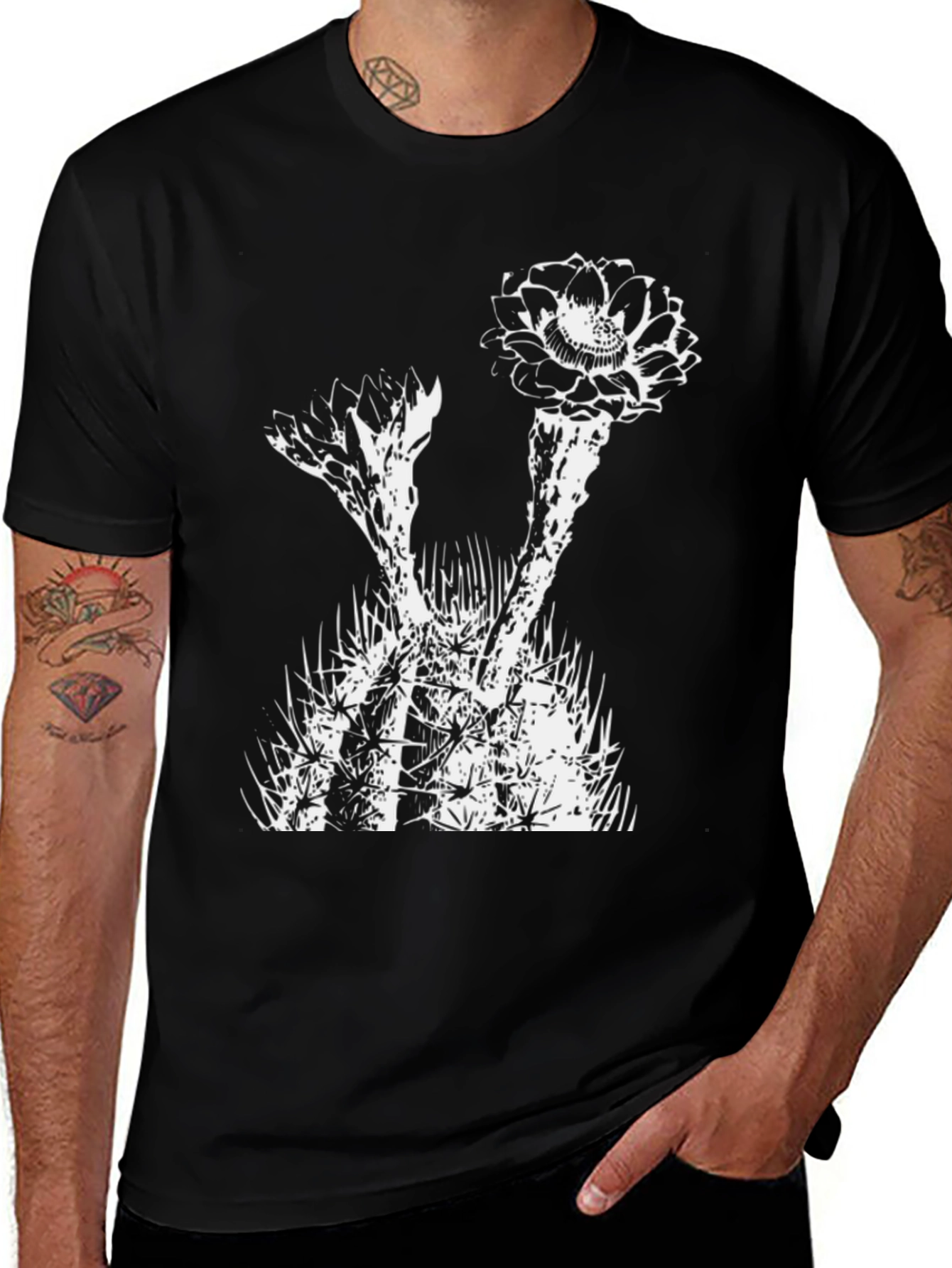Variant 30 of Black Cactus Flower T-Shirt - Stylish Graphic Tee