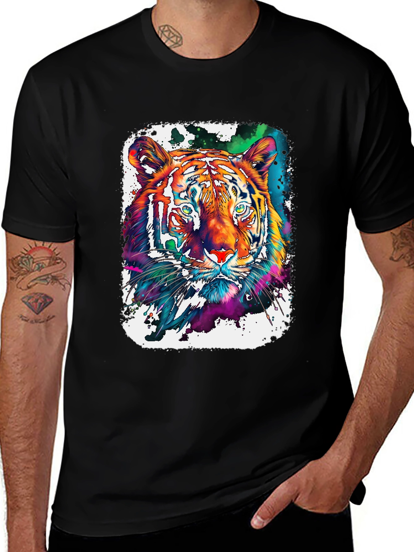 Variant 11 of Vivid Tiger Graphic T-Shirt - Black