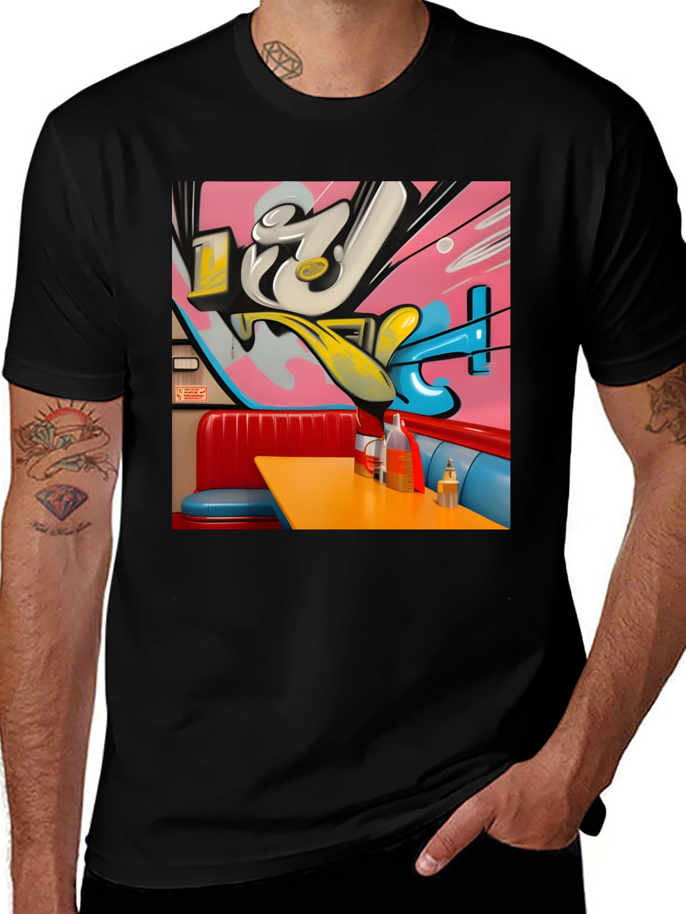 Variant 10 of Graffiti Diner Tee - Retro Cool Graphic T-Shirt
