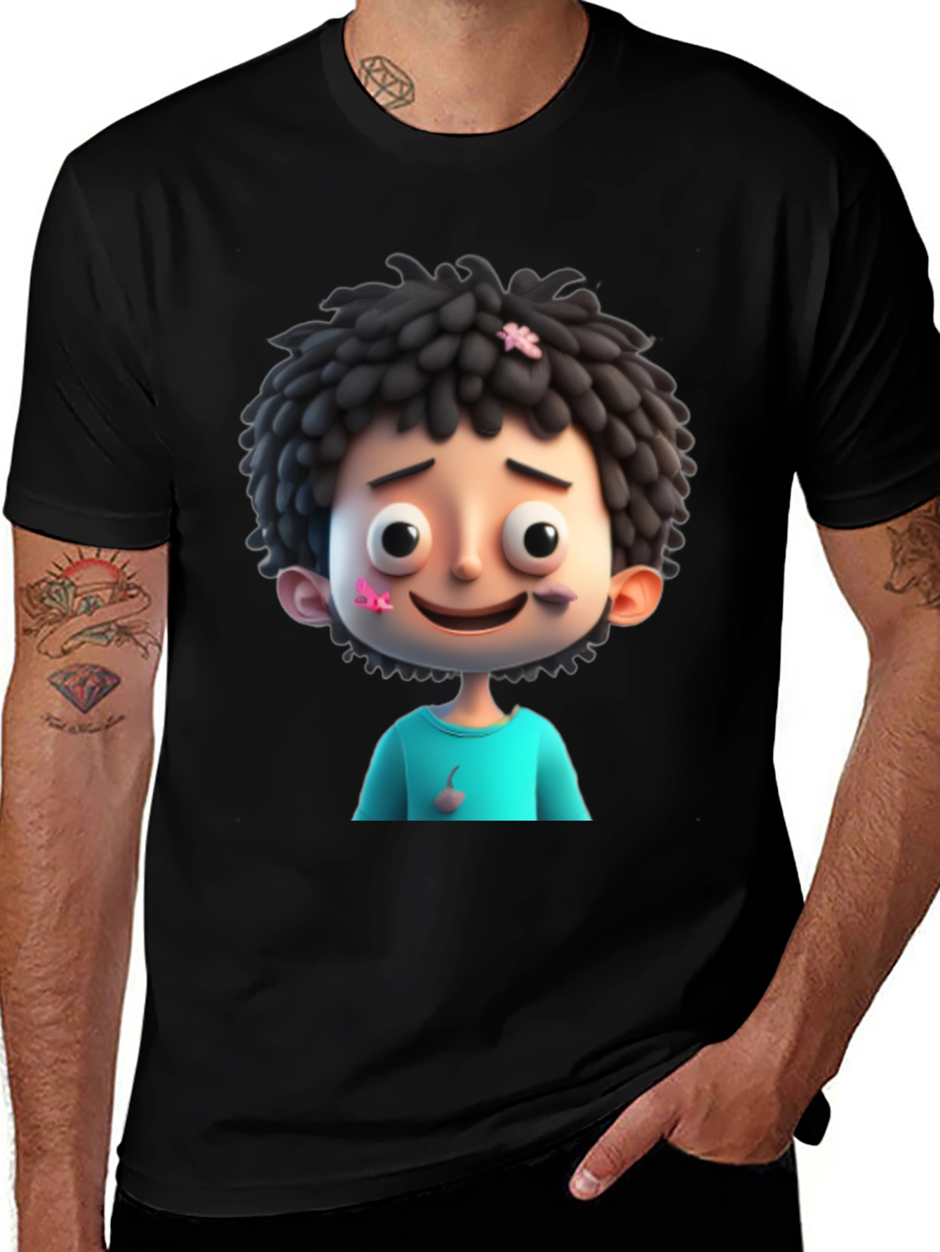 Variant 19 of Cartoon Character Black T-Shirt