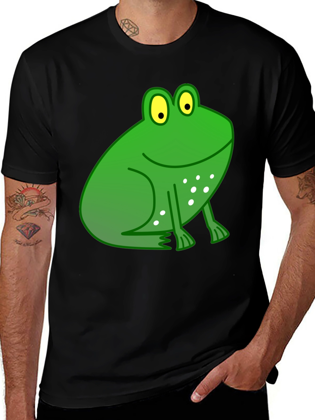 Variant 13 of Funny Frog Graphic Black T-Shirt