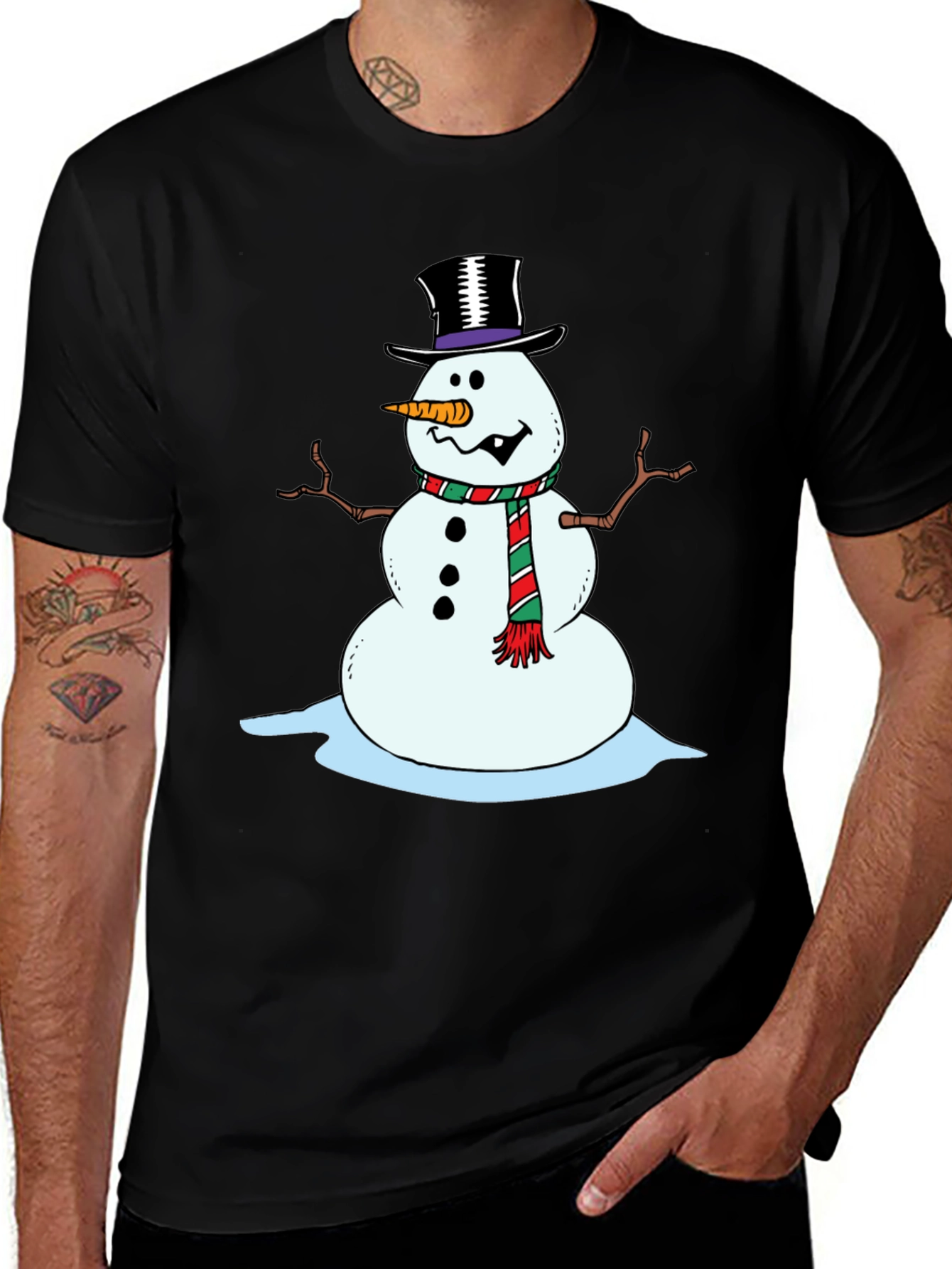Variant 6 of Festive Snowman Graphic Tee - Holiday Cheer