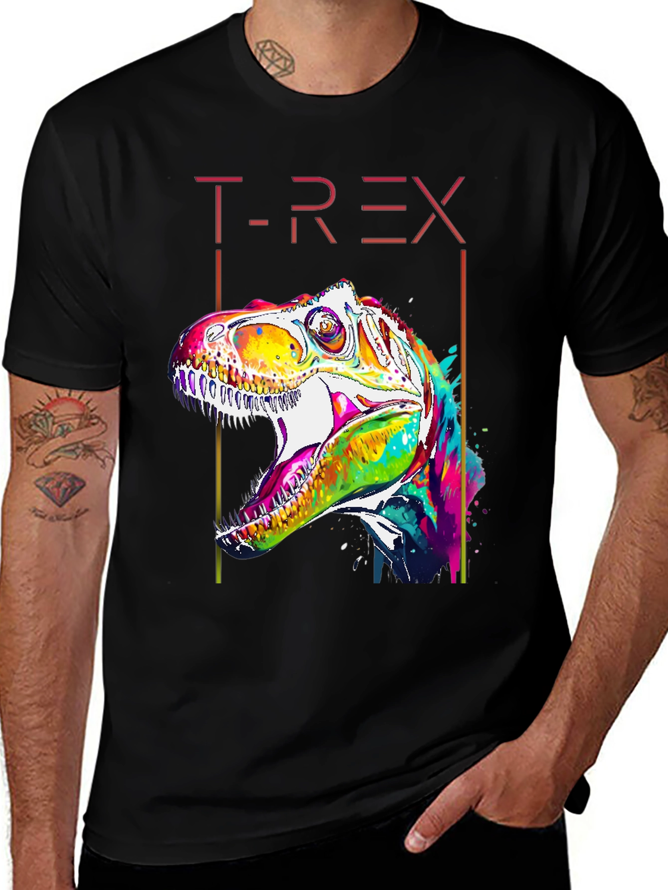 Variant 6 of Colorful T-Rex Graphic Tee - Dinosaur Lover's T-Shirt