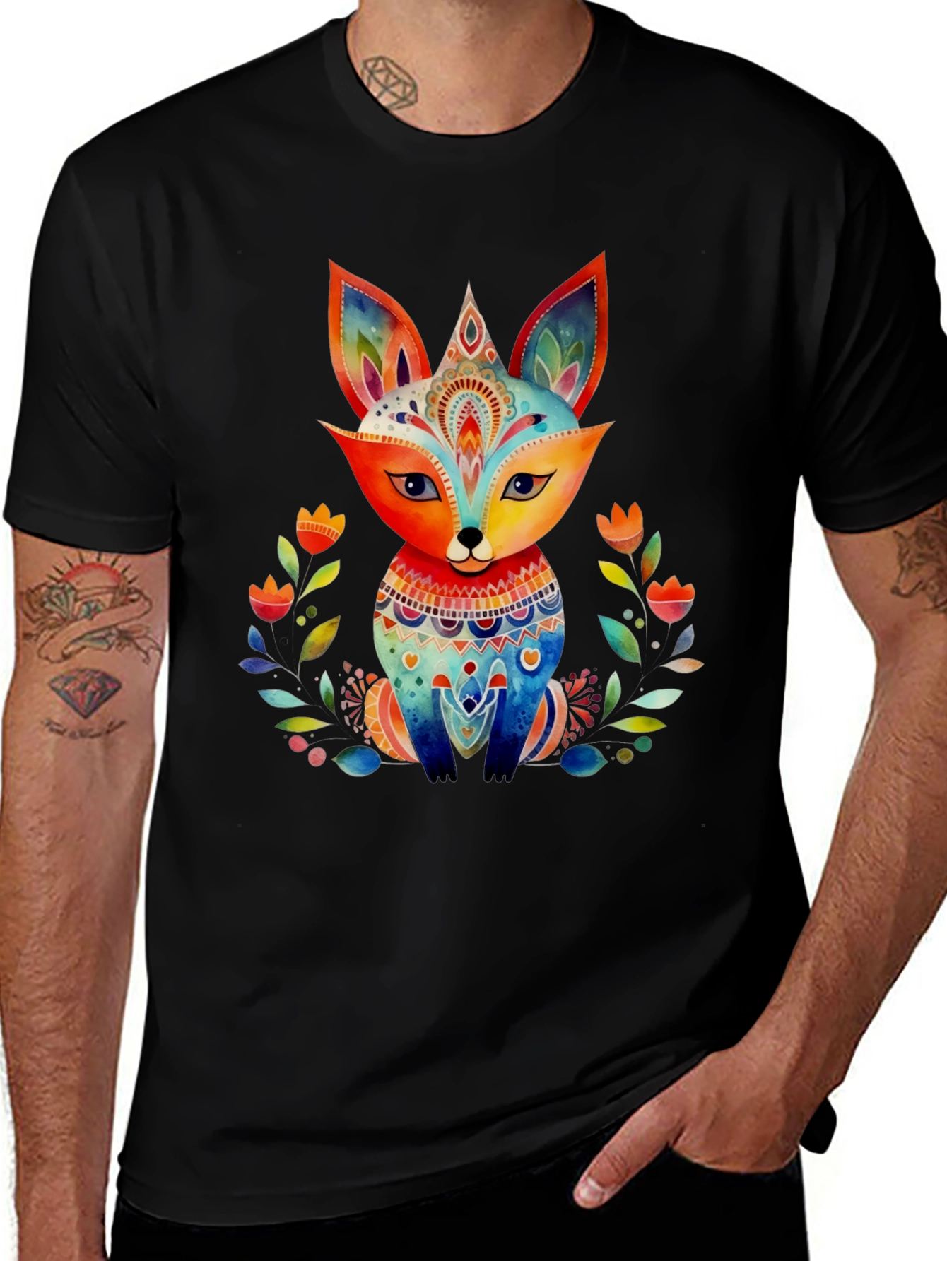 Variant 2 of Colorful Fox Graphic T-Shirt - Unique Design