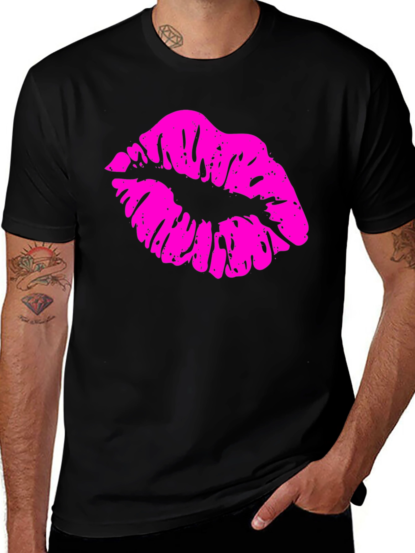 Variant 19 of Kiss Print Men's Black T-Shirt