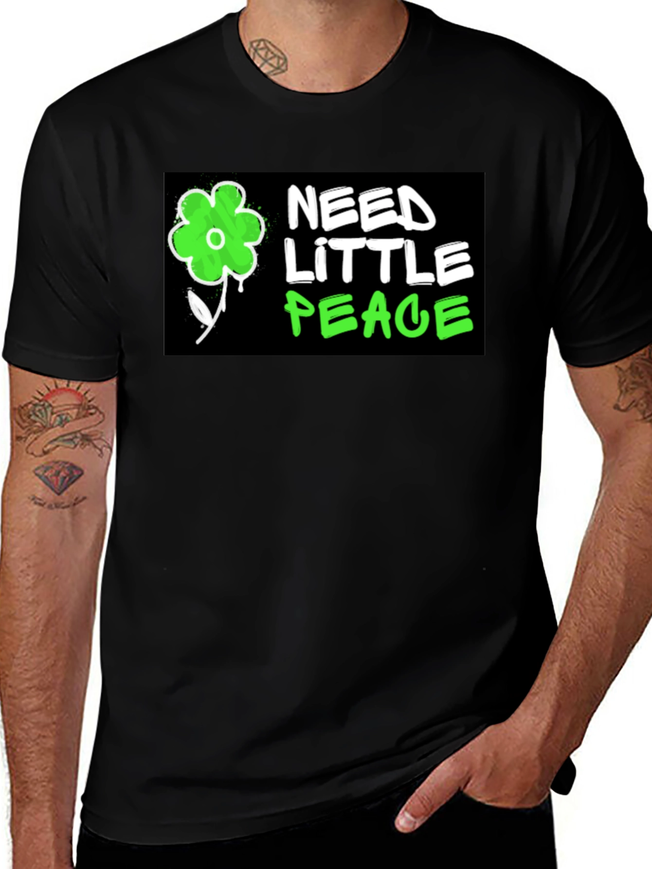 Variant 29 of Need Little Peace T-Shirt - Flower Design