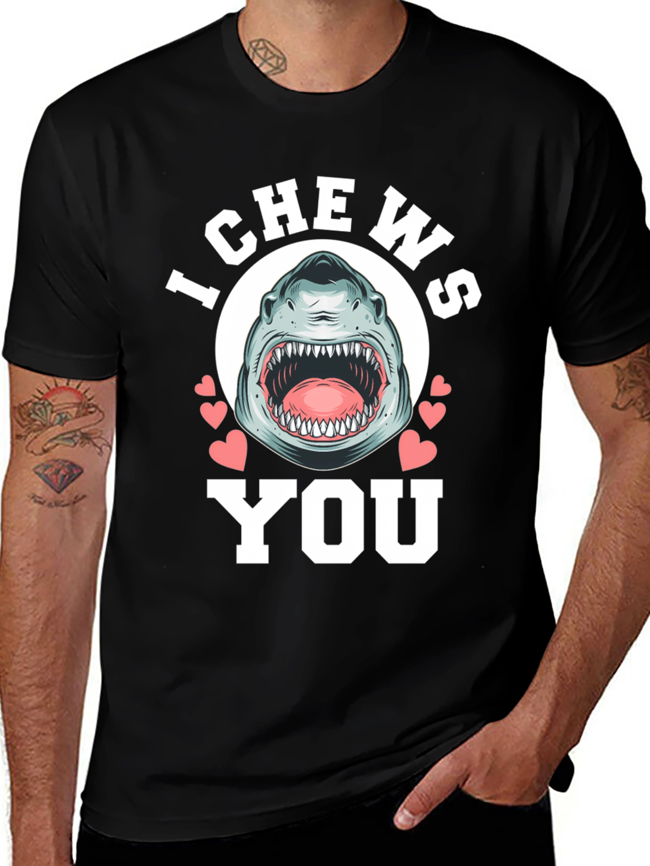 Variant 15 of I Chews You Shark Graphic Tee - Black