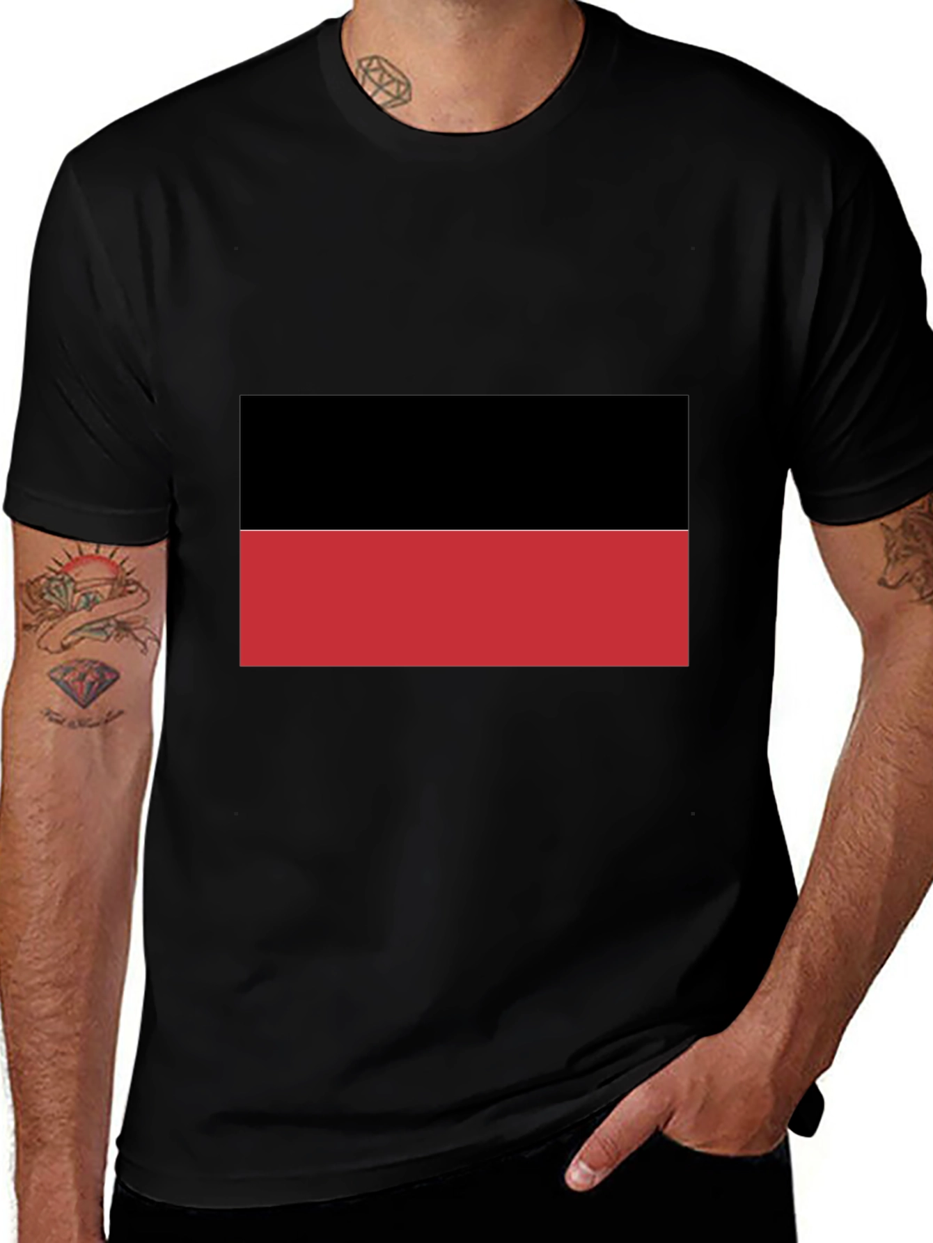 Black and Red Striped Graphic Tee