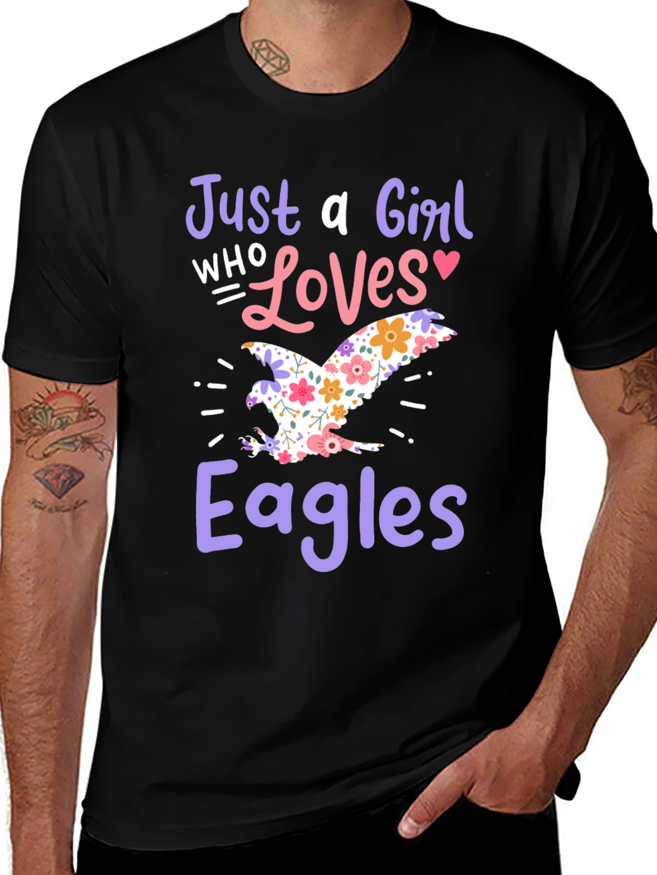 Variant 5 of Just A Girl Who Loves Eagles Black T-Shirt