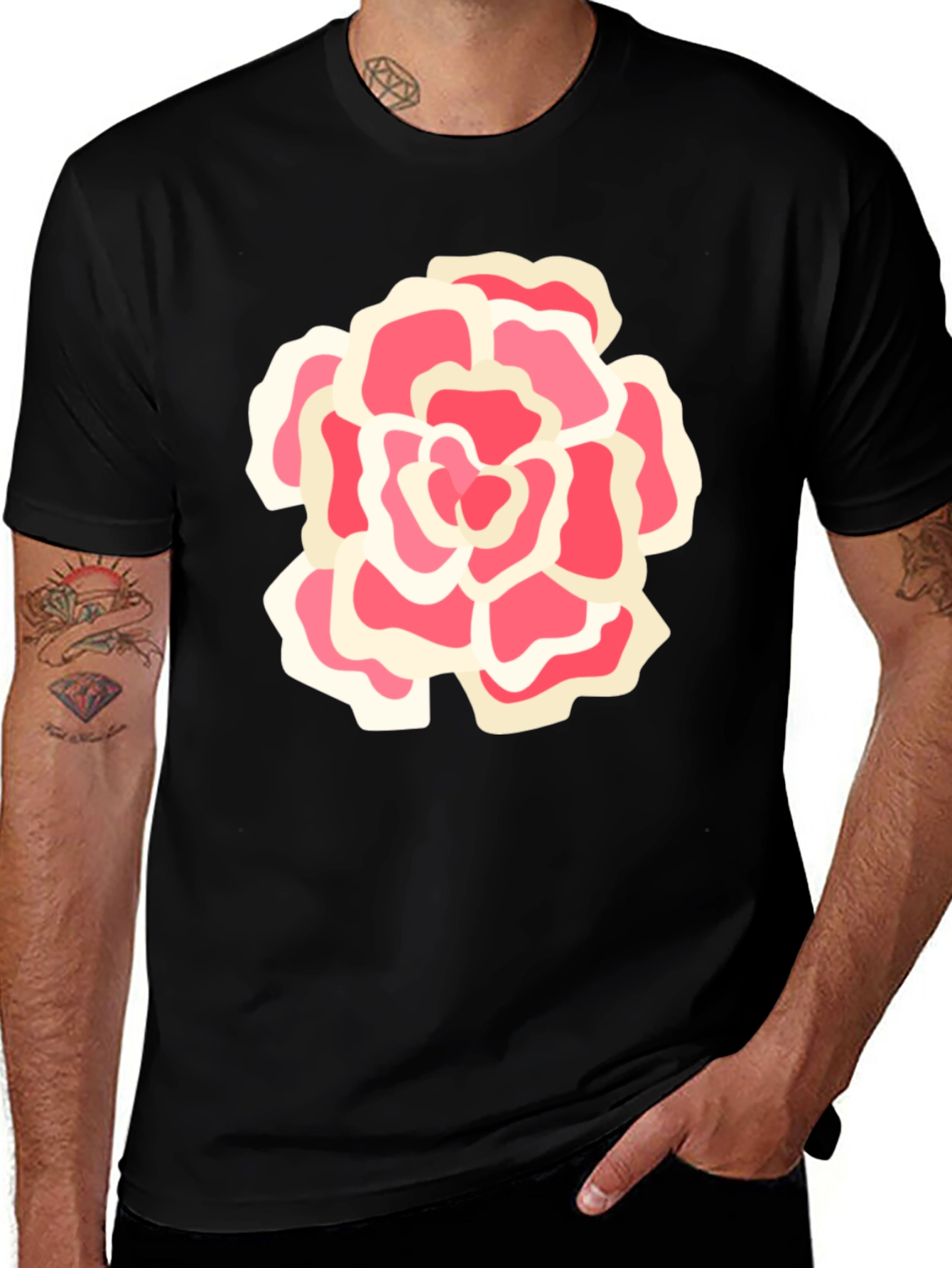 Variant 19 of Black T-Shirt with Abstract Floral Design