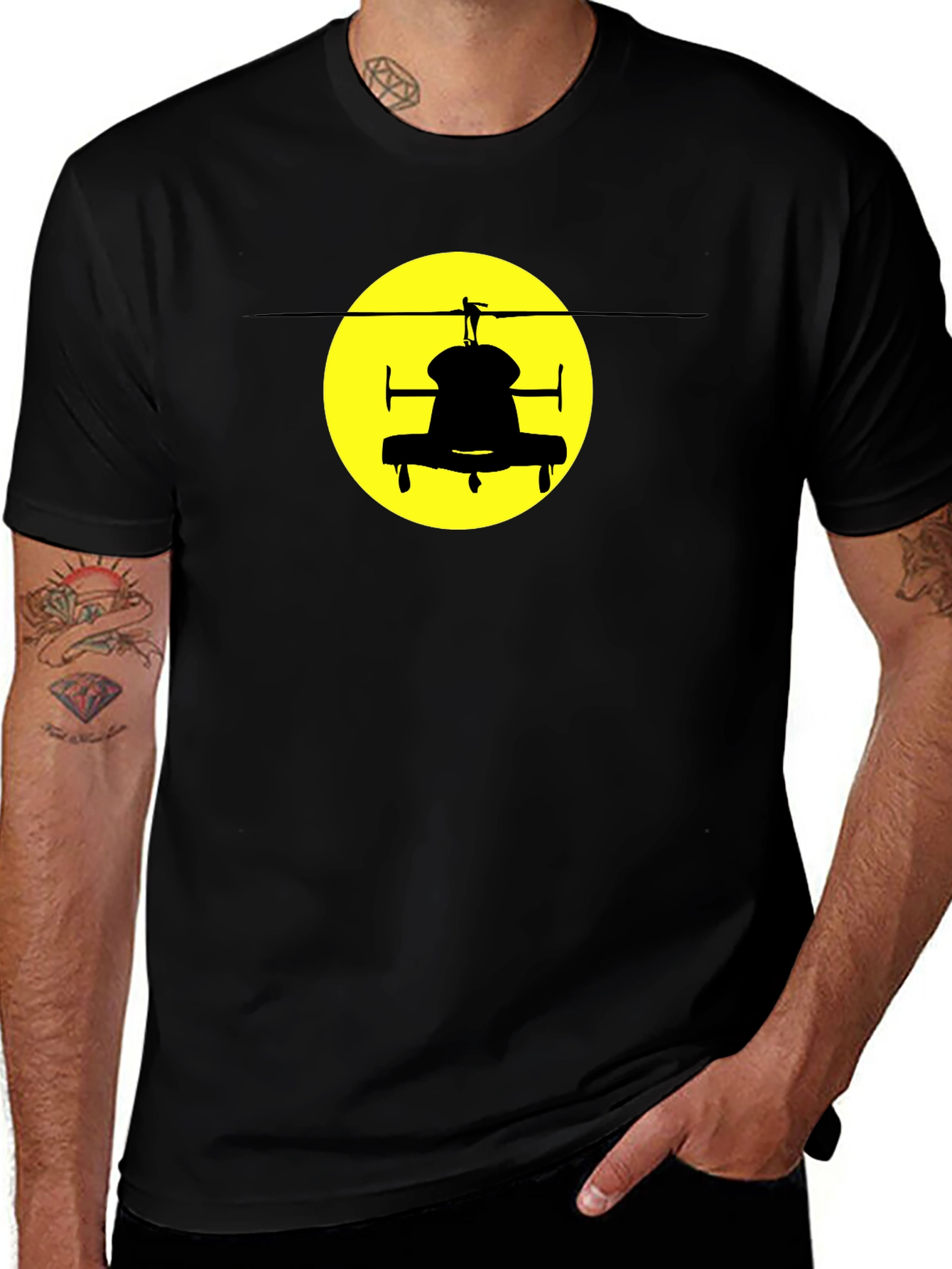 Variant 22 of Helicopter Silhouette Graphic Tee - Black