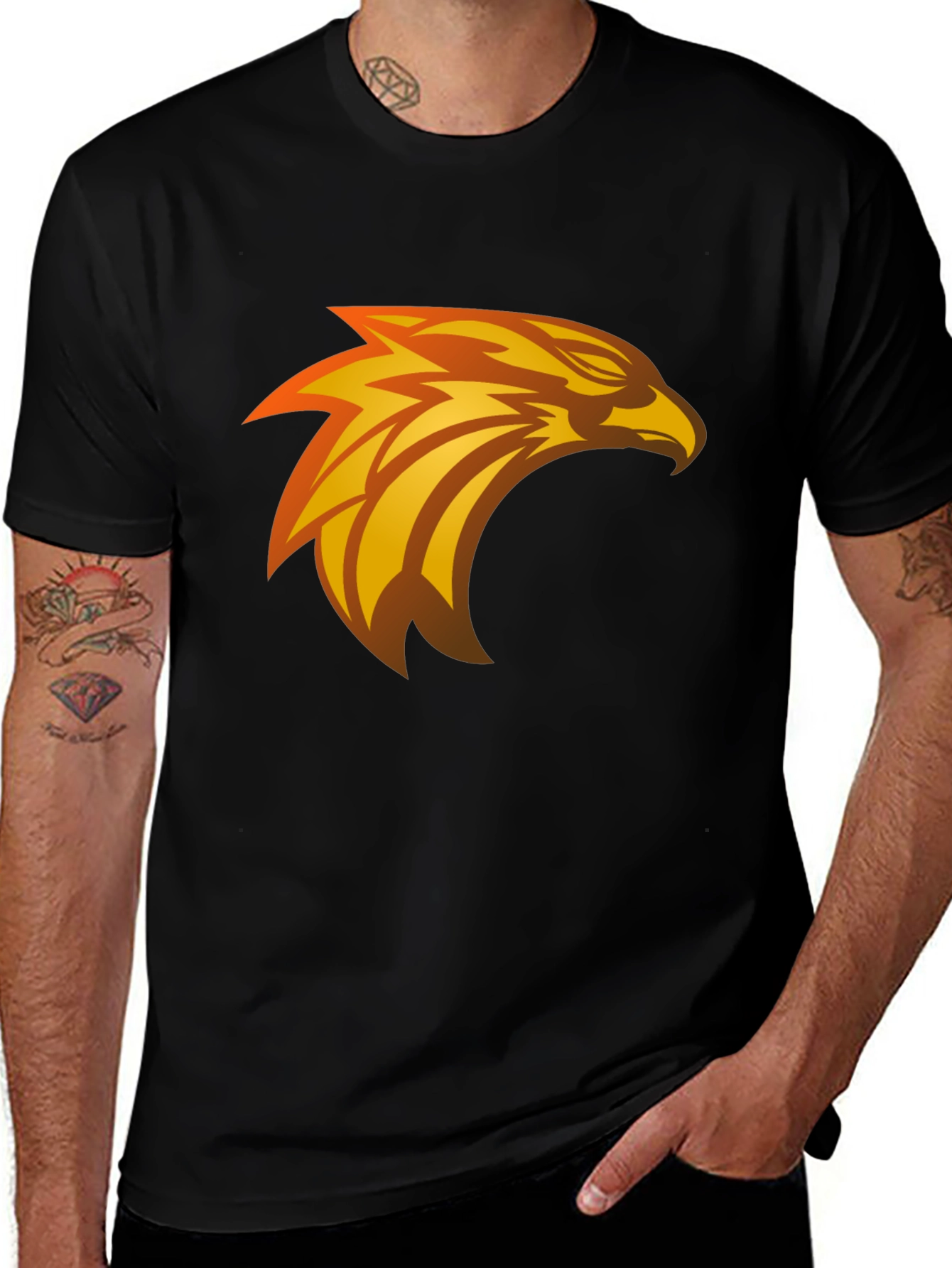 Variant 20 of Black T-Shirt with Eagle Graphic Design