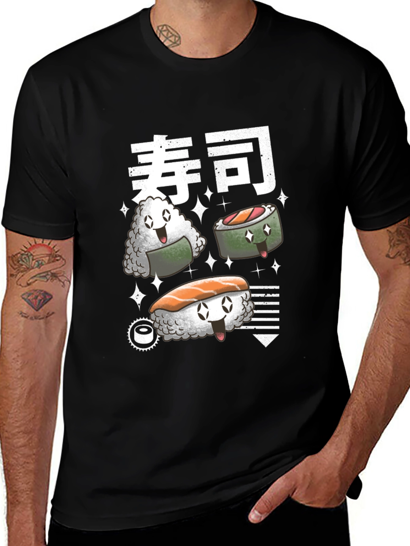 Variant 26 of Sushi Graphic Tee - Black Cotton T-Shirt