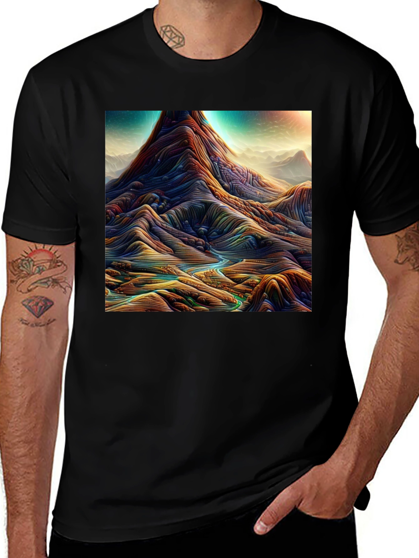 Variant 9 of Abstract Landscape Graphic Tee - Stylish Men's T-Shirt