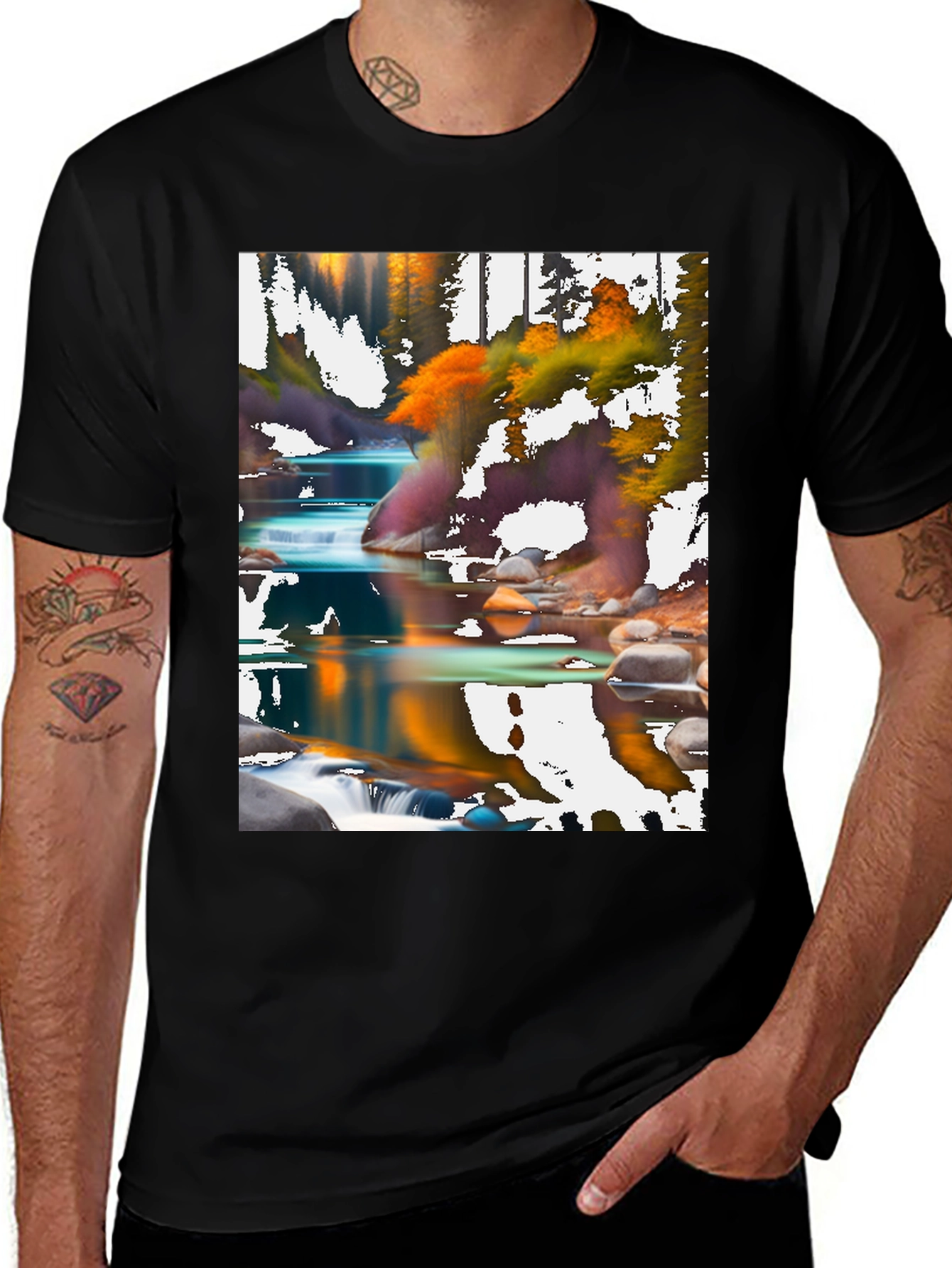 Nature Scene Graphic Tee - Black
