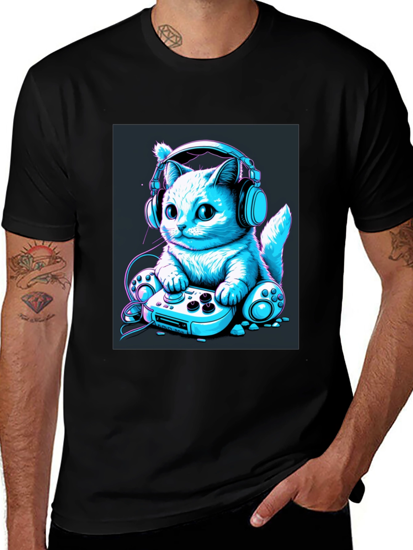 Variant 15 of Gamer Cat Tee - Cool Graphic T-Shirt