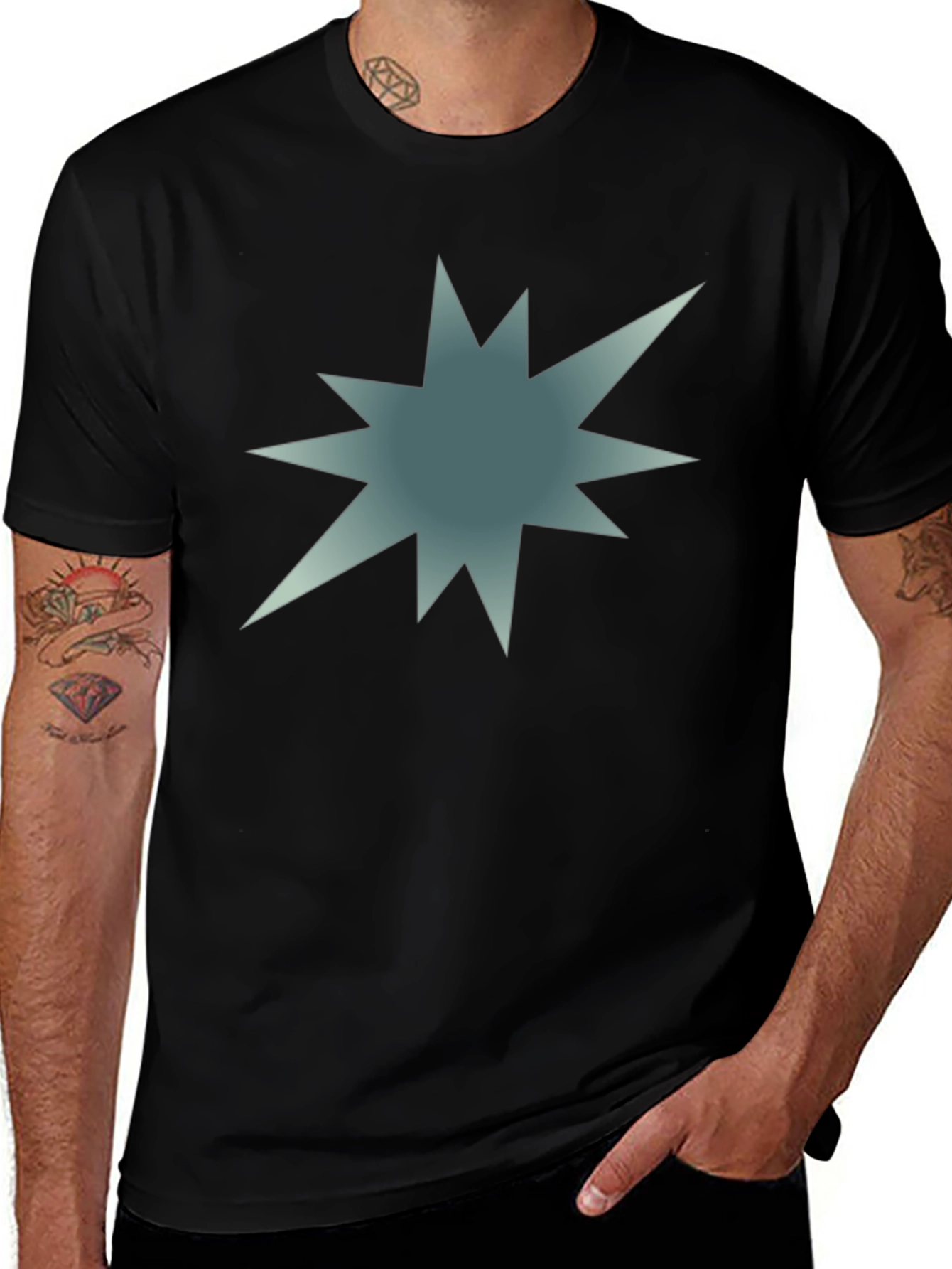 Variant 27 of Graphic Starburst Men's Black T-Shirt