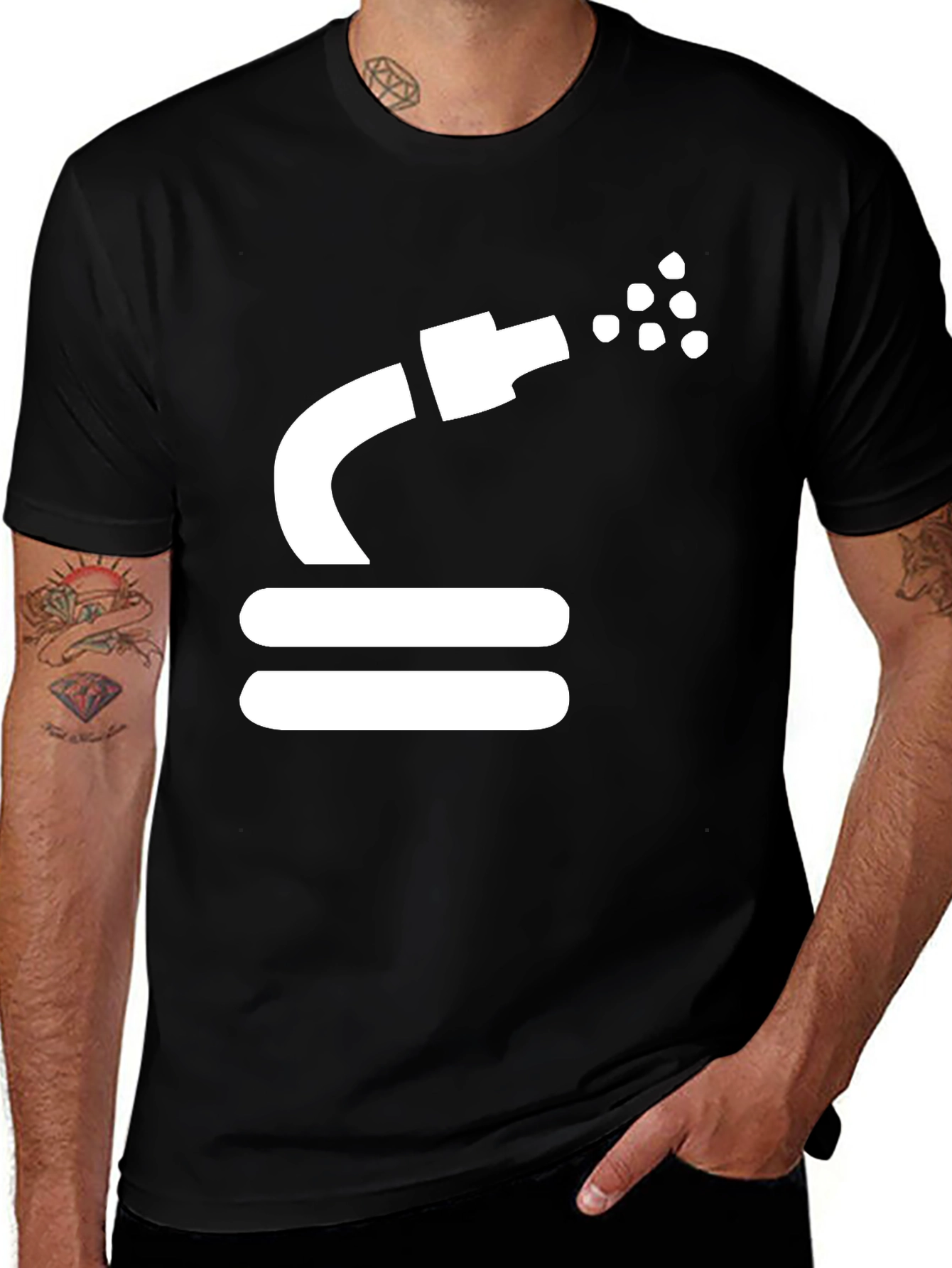 Variant 12 of Black Graphic Tee: Funny Water Hose T-Shirt