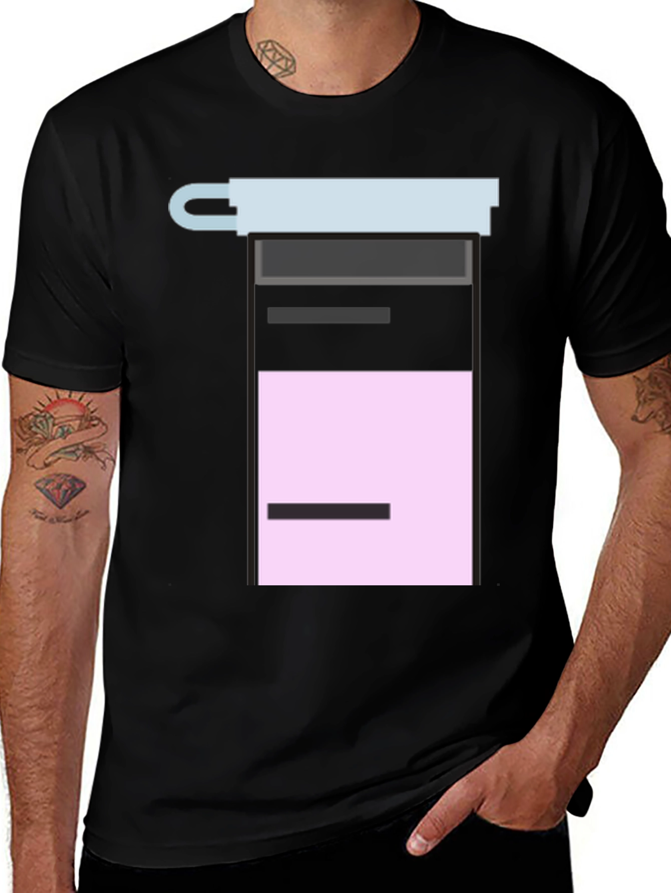 Variant 15 of Geometric Graphic Tee - Black Cotton Blend Shirt