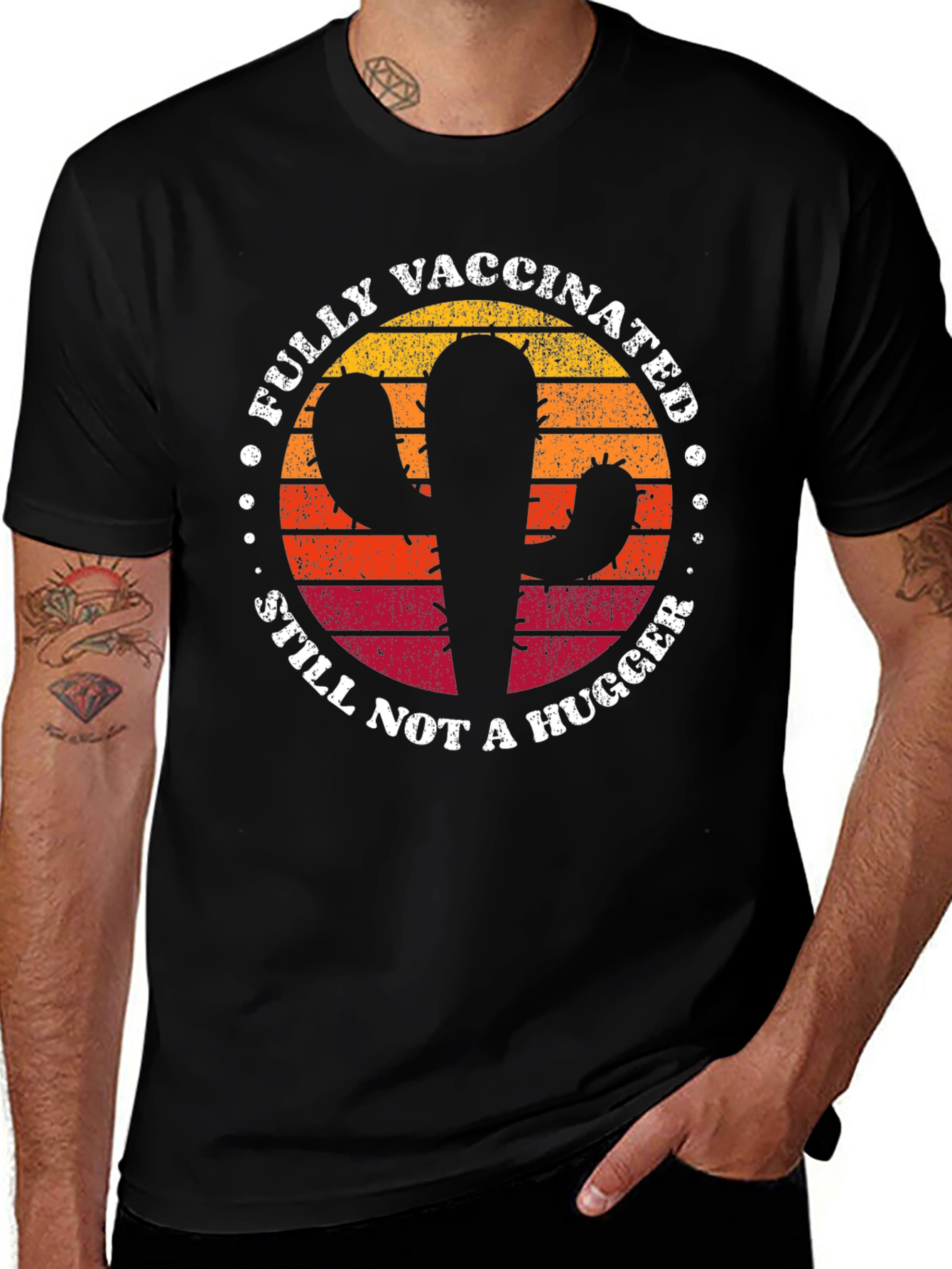 Variant 28 of Fully Vaccinated Cactus T-Shirt - Still Not a Hugger