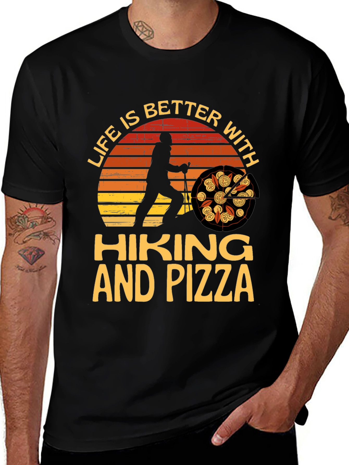 Variant 20 of Hiking and Pizza T-Shirt