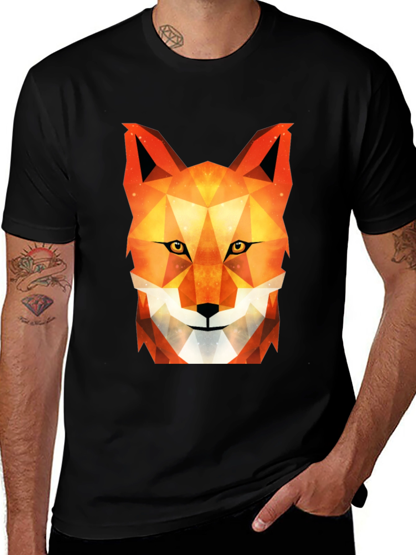 Variant 2 of Geometric Fox Graphic Tee - Stylish Black T-Shirt
