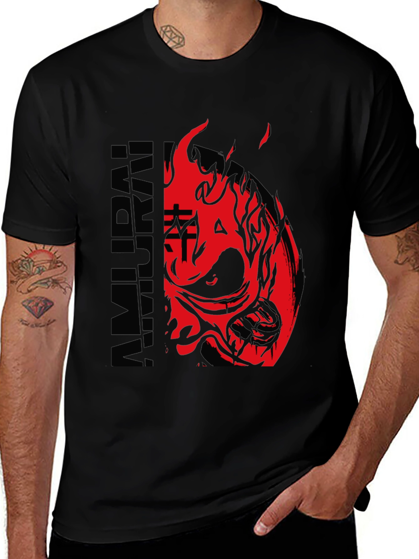Samurai Mask Graphic Print T-Shirt