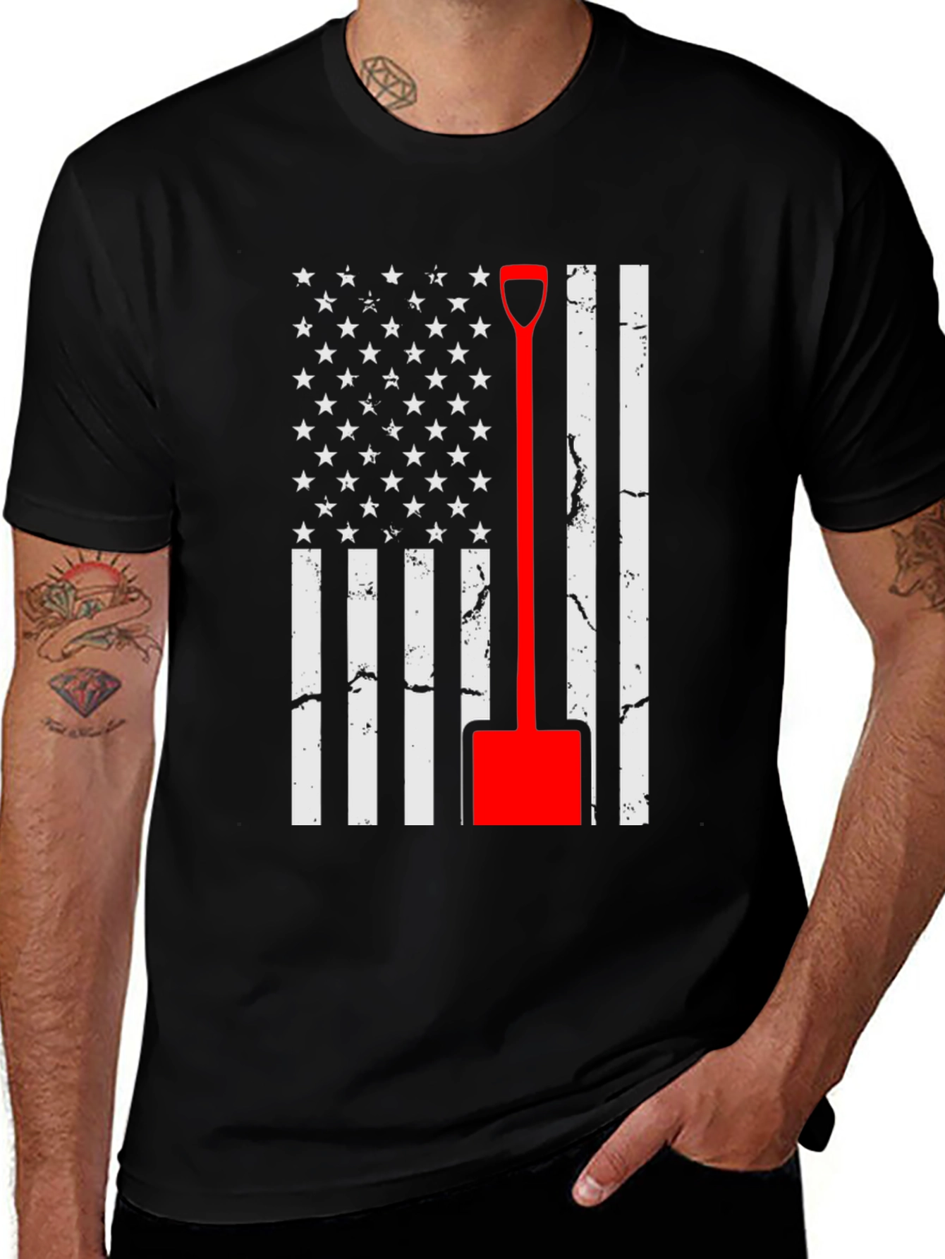 American Flag Shovel T-Shirt