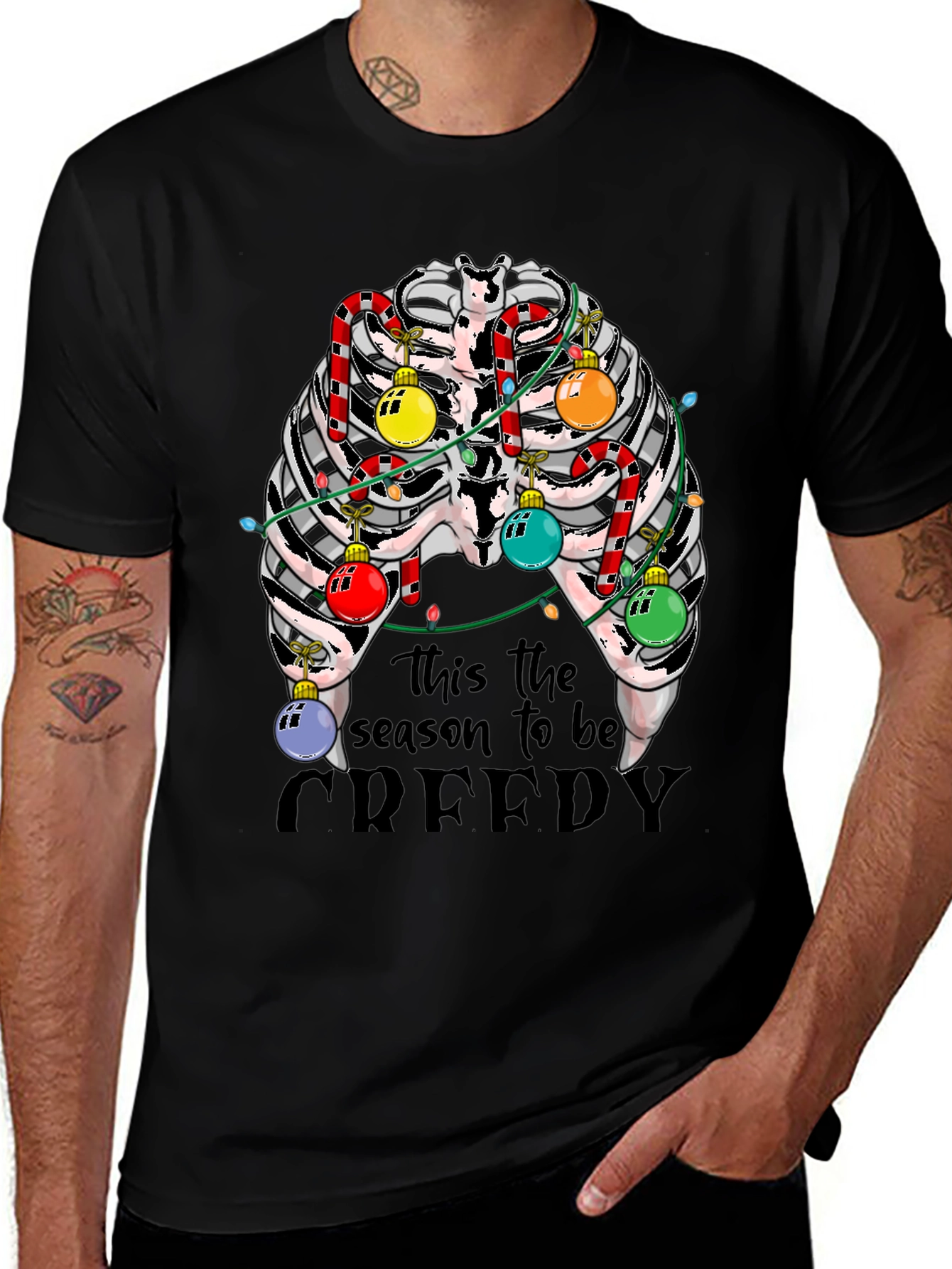 Creepy Season Rib Cage Christmas T-Shirt