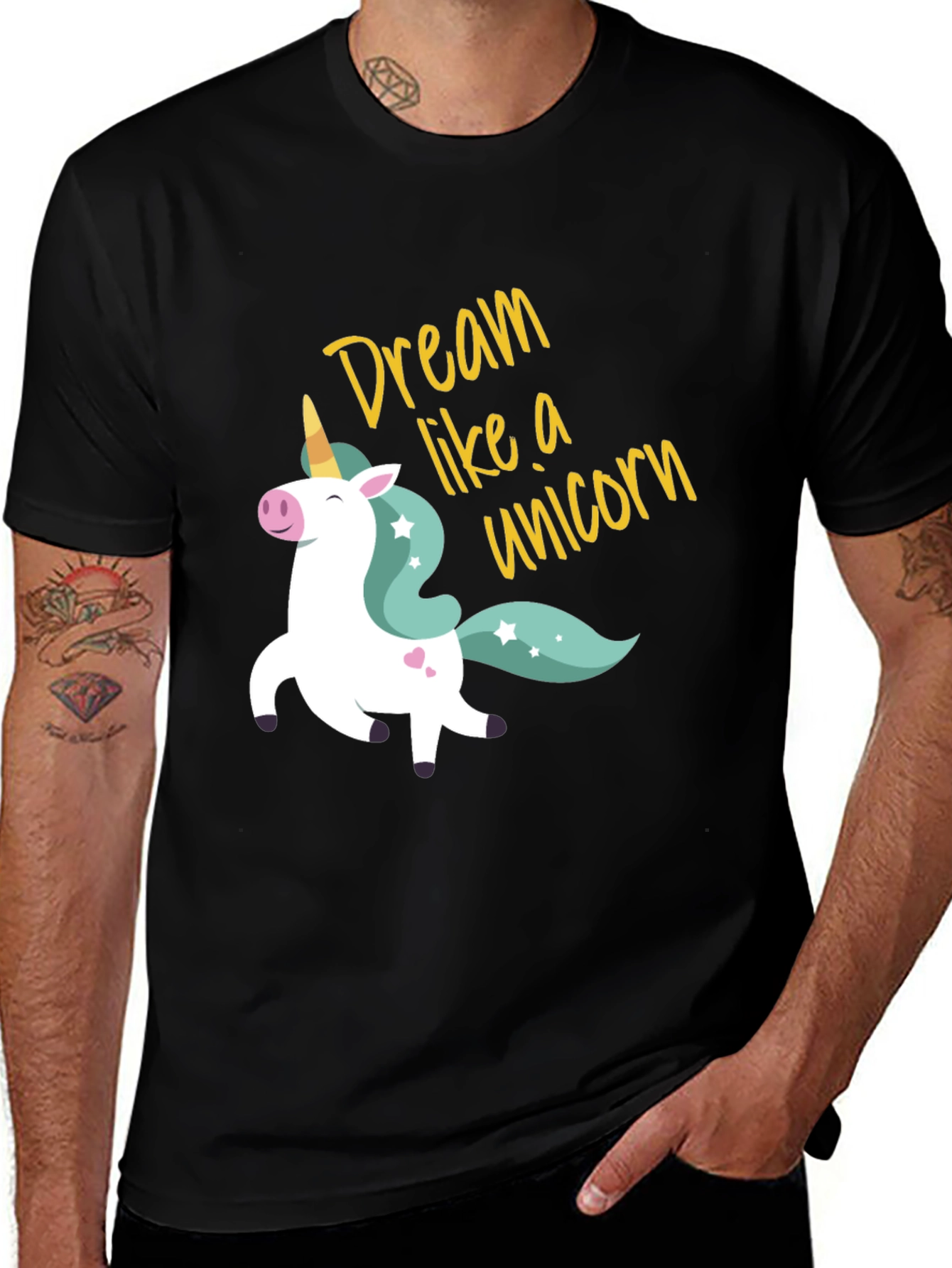 Variant 6 of Dream Like A Unicorn T-Shirt - Black Cotton Tee