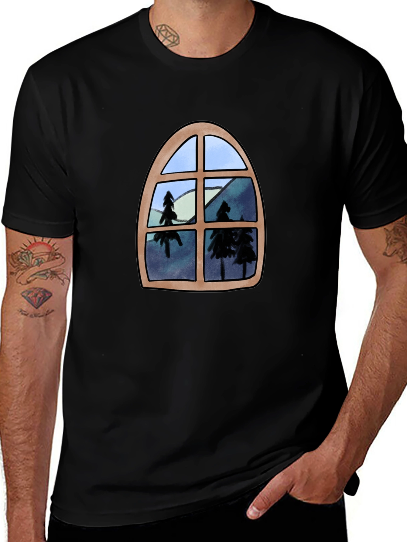 Variant 7 of Window View Graphic Tee - Black