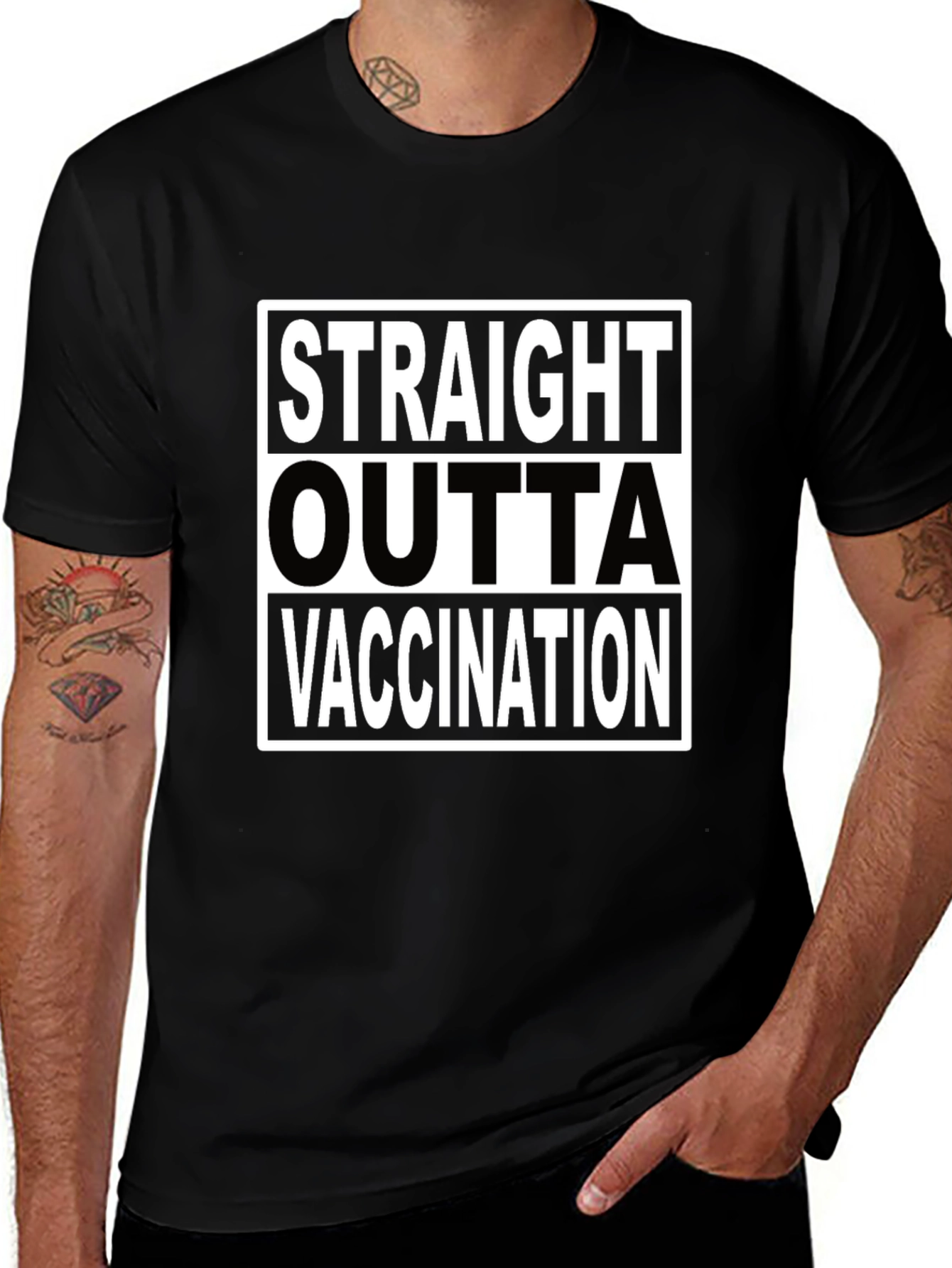 Variant 8 of Straight Outta Vaccination Black T-Shirt