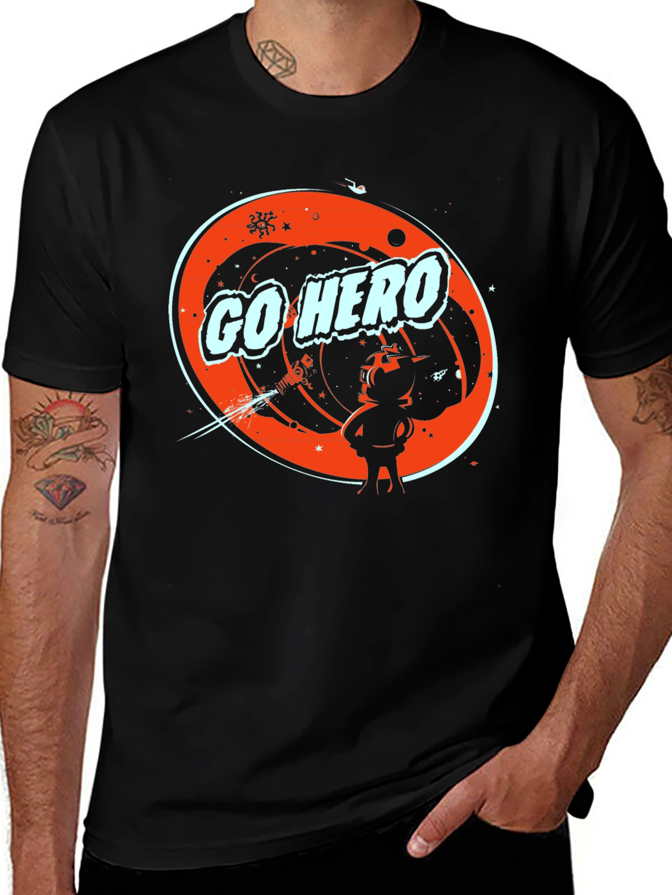 Variant 11 of Go Hero Space Graphic Tee - Stylish Black T-Shirt