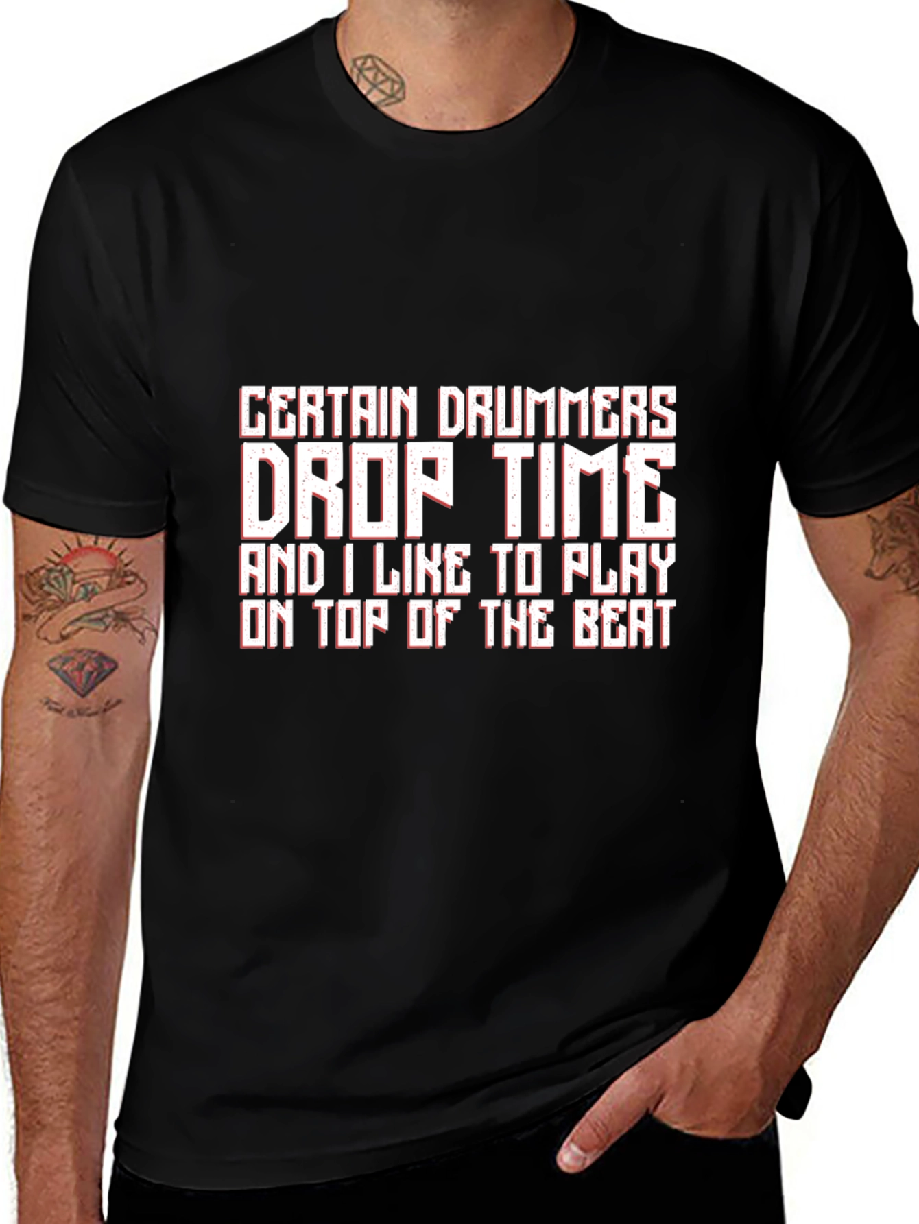 Variant 7 of Funny Drummer Black T-Shirt