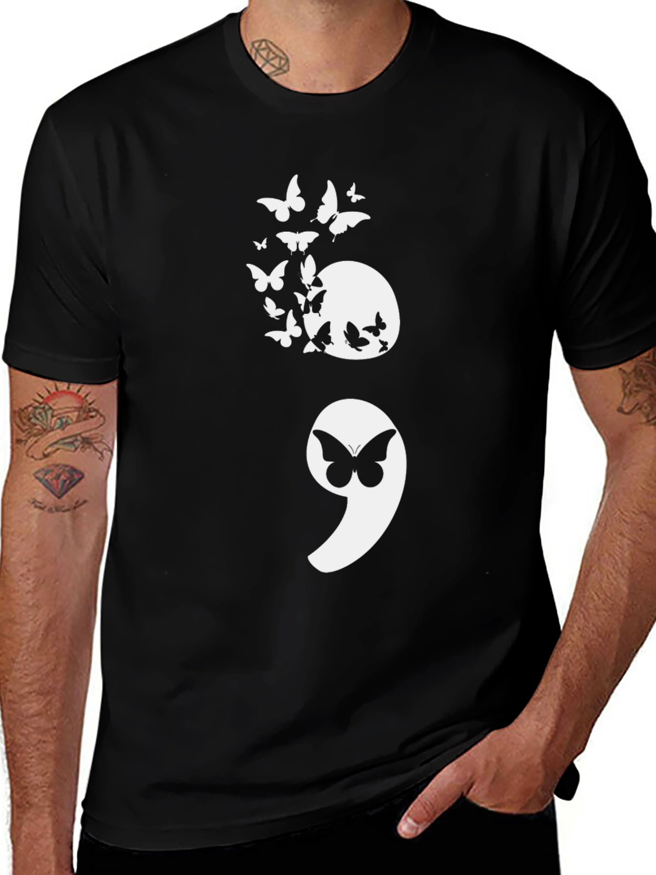 Semicolon Butterfly Graphic Tee - Mental Health Awareness