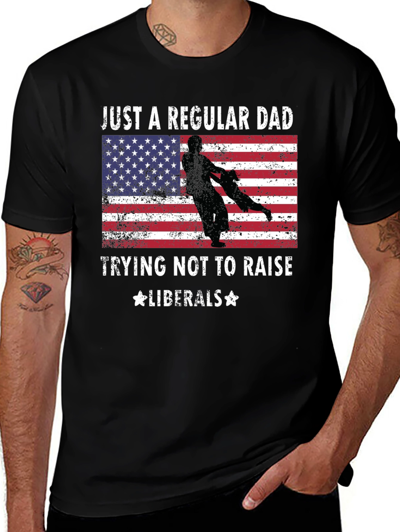 Variant 7 of Regular Dad Graphic Tee - Anti-Liberal Patriotic Shirt