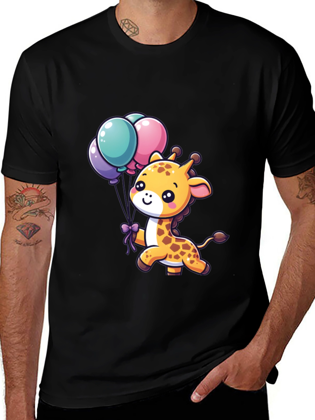 Variant 17 of Cute Giraffe T-Shirt with Balloons