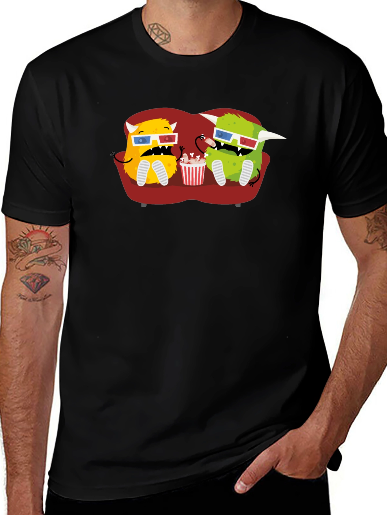 Variant 16 of Monster Movie Night Black T-Shirt
