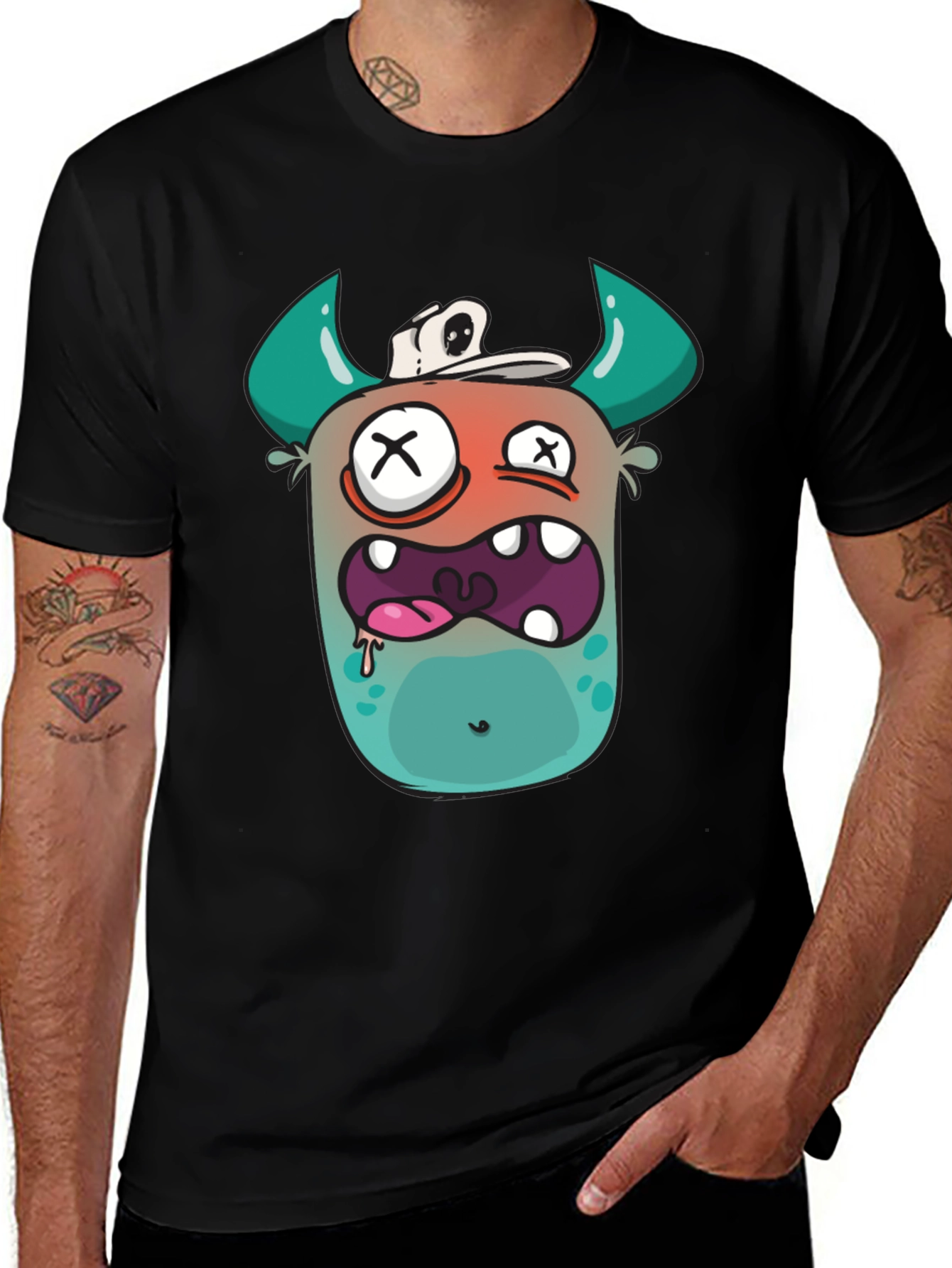 Variant 7 of Monster Graphic Black T-Shirt