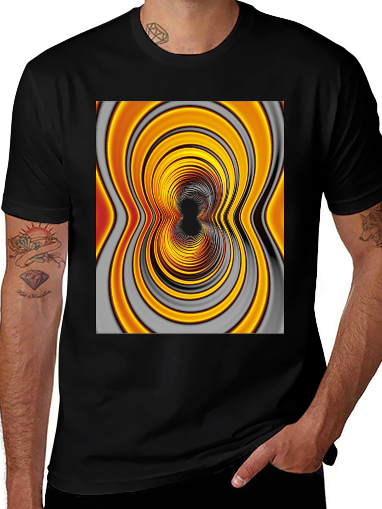 Variant 29 of Abstract Illusion Tee - Black Cotton Blend