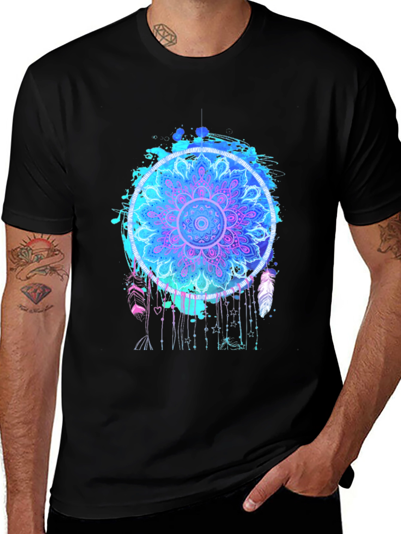 Variant 23 of Mandala Dreamcatcher Graphic Tee - Stylish Men's T-Shirt