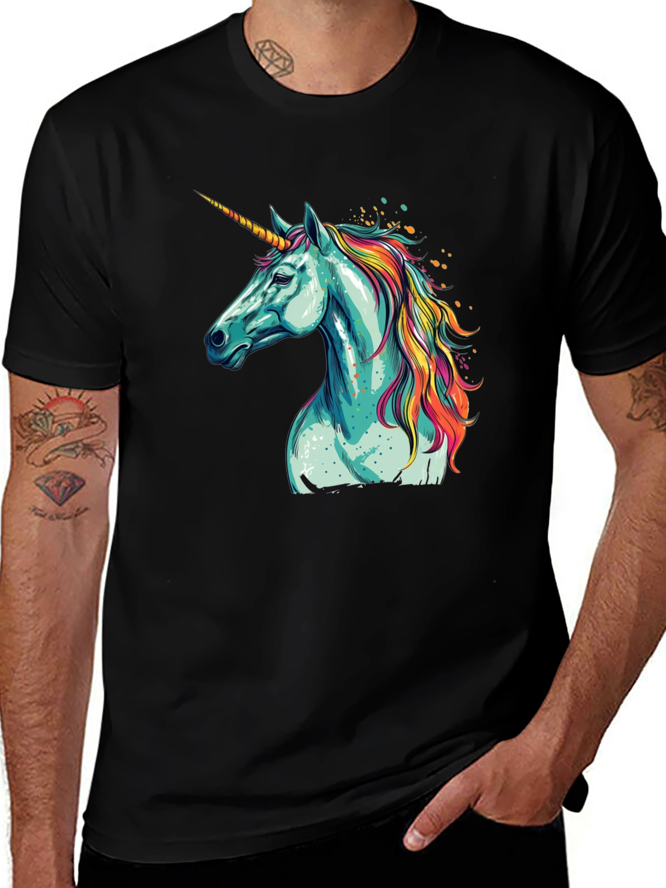 Variant 6 of Unicorn Graphic Tee - Black Cotton Blend