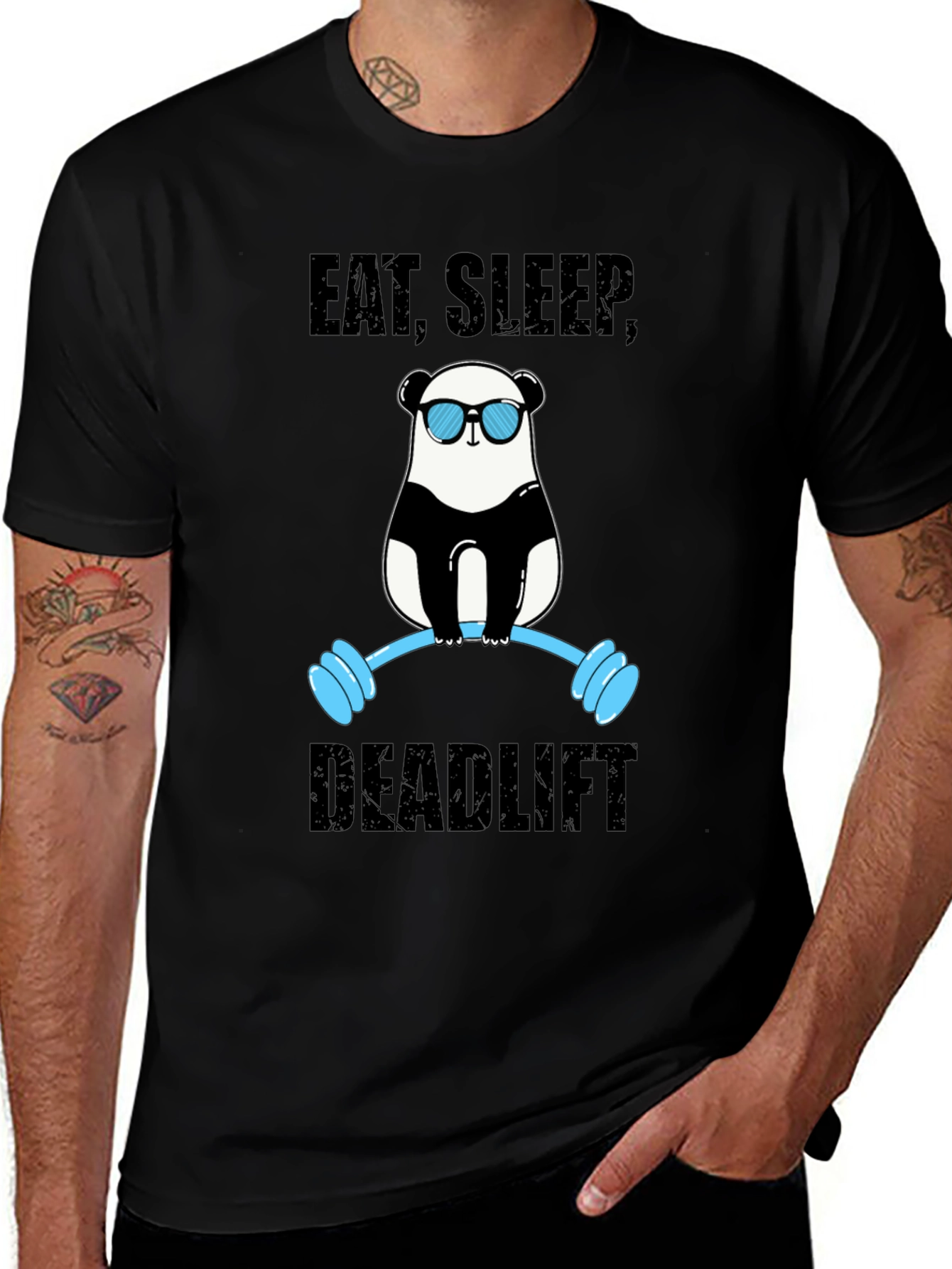 Variant 27 of Eat Sleep Deadlift Panda T-Shirt - Gym Humor Tee