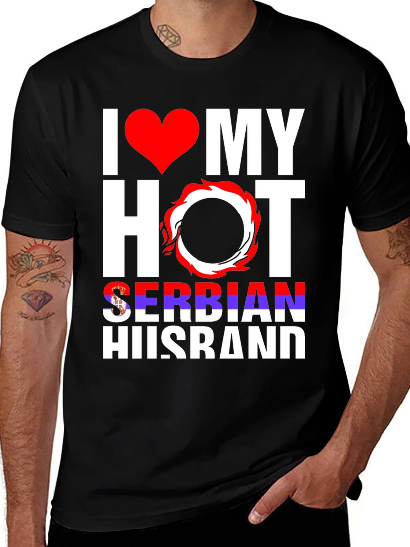 Variant 11 of I Love My Hot Serbian Husband Graphic T-Shirt