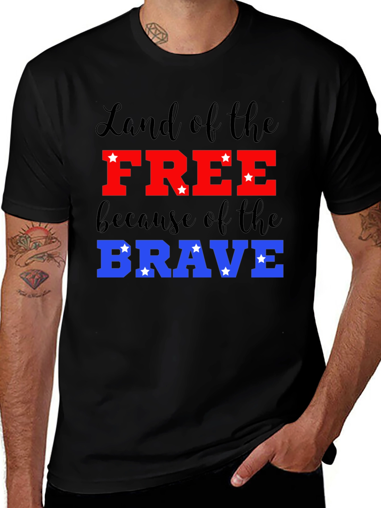 Black Patriotic Land of the Free T-Shirt main image