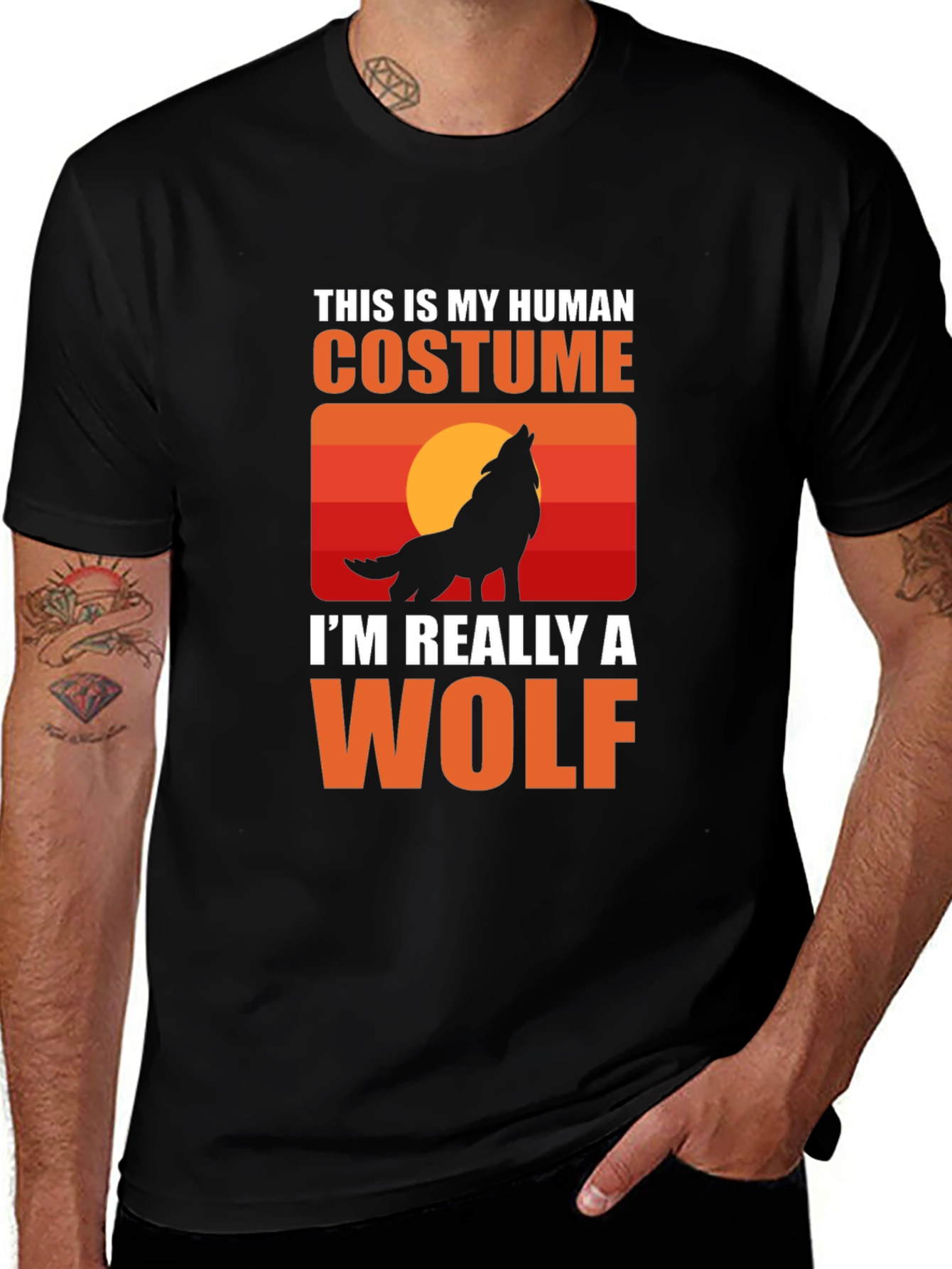 Variant 26 of Human Costume Wolf T-Shirt - Halloween Tee